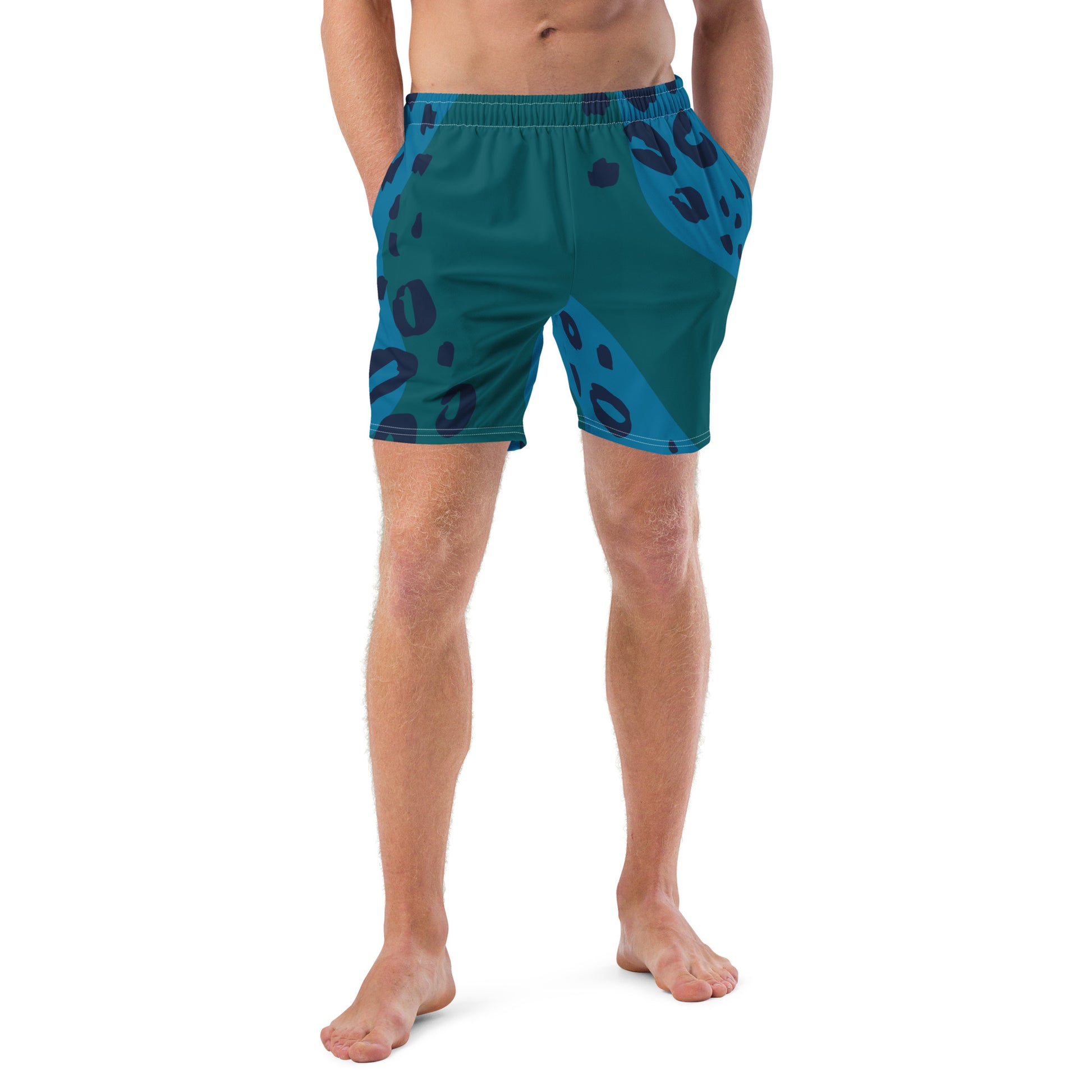Swim Shorts "Teal Abyss" – Beach Boxer with Organic Pattern - FelinDesign