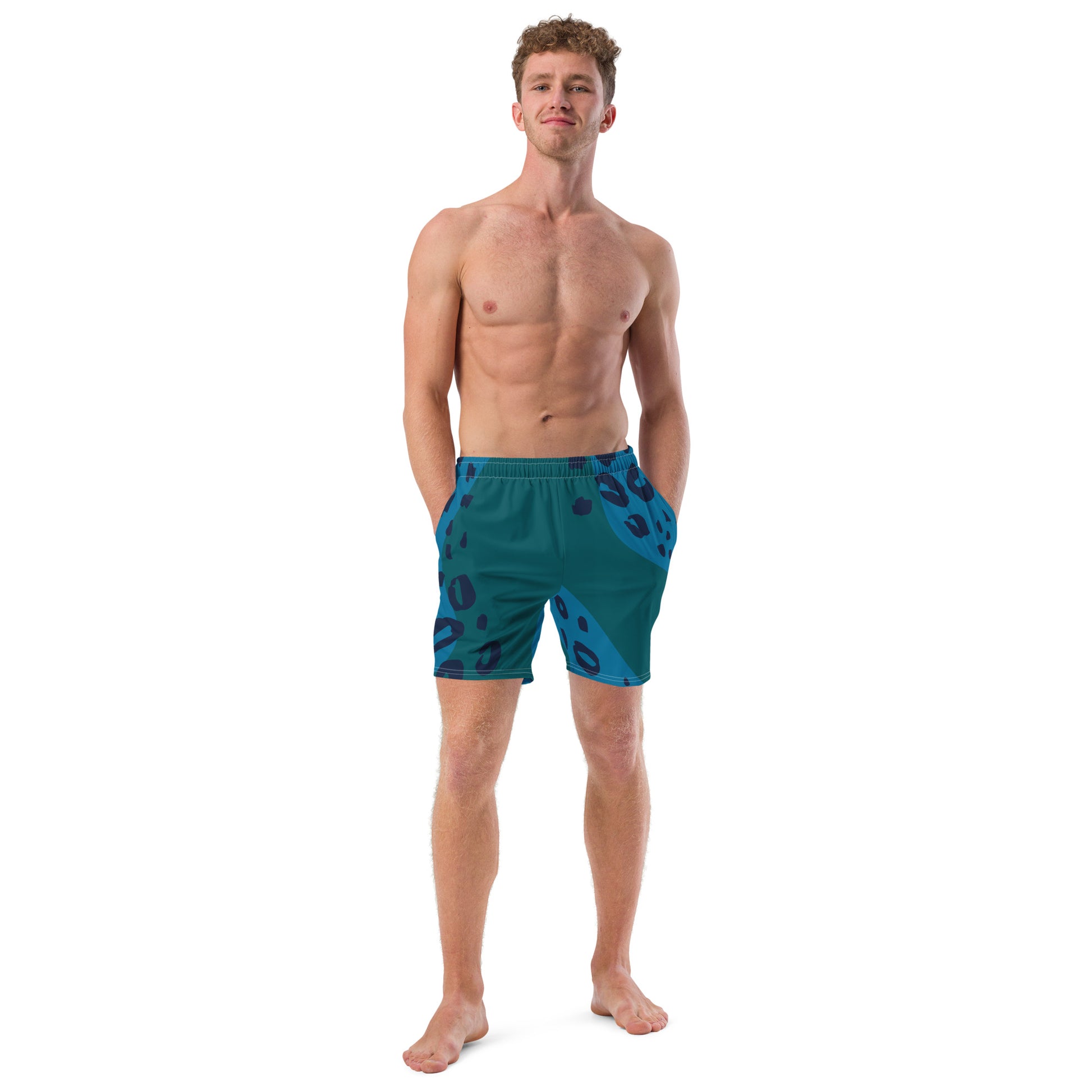Swim Shorts "Teal Abyss" – Beach Boxer with Organic Pattern - FelinDesign