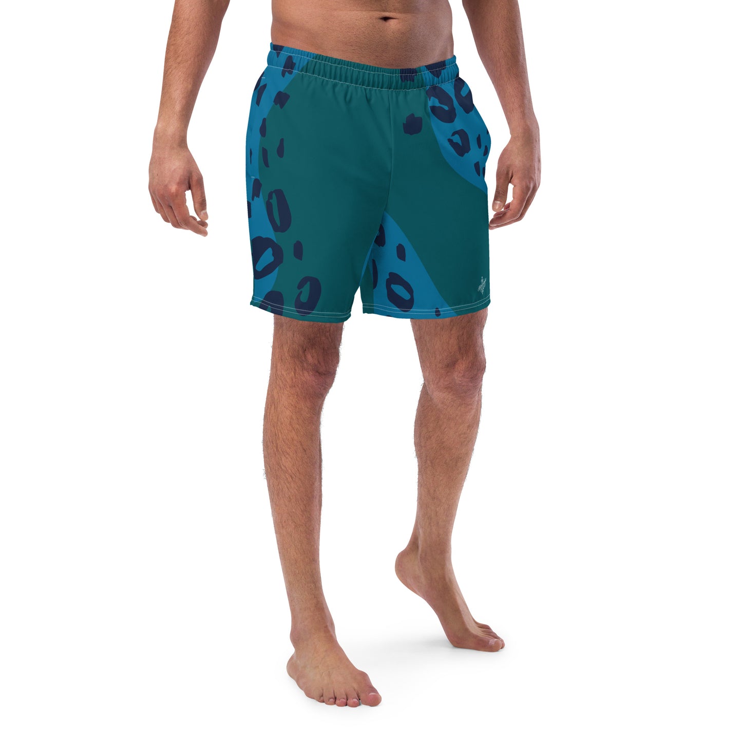 Swim Shorts "Teal Abyss" – Beach Boxer with Organic Pattern - FelinDesign