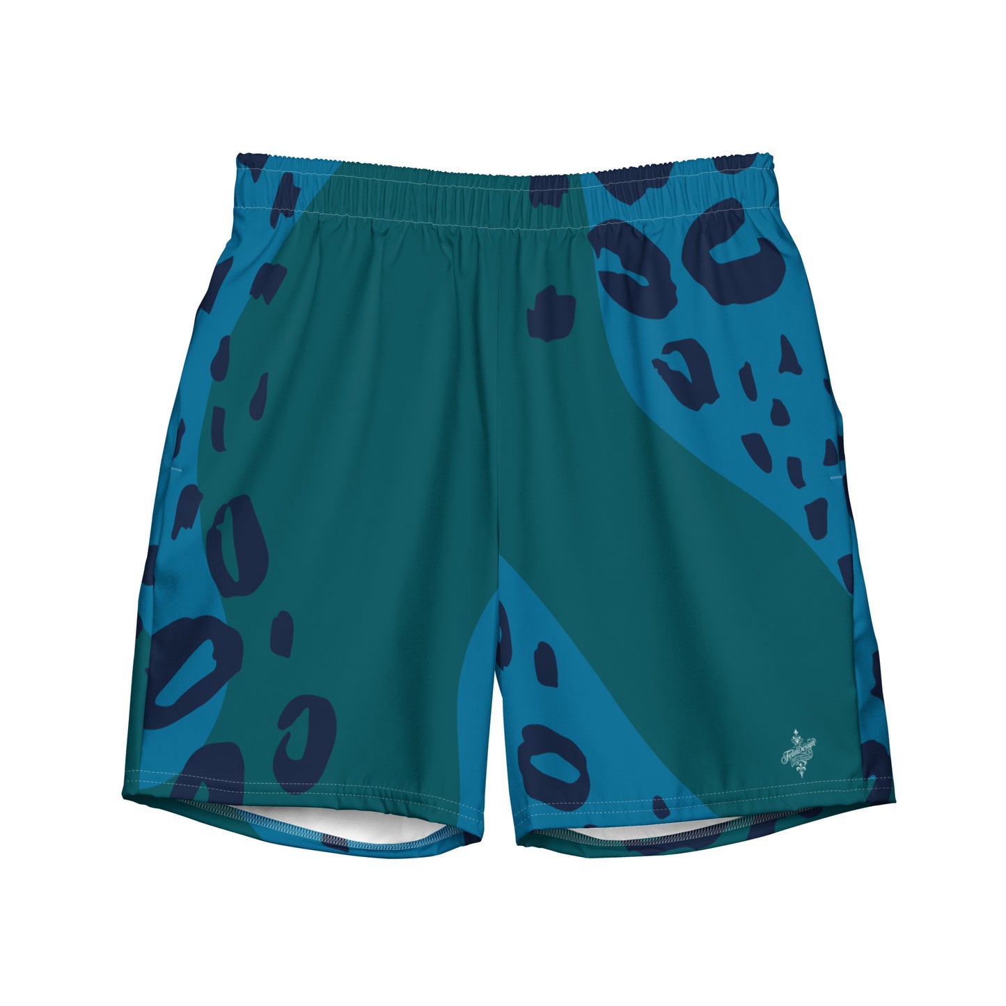 Swim Shorts "Teal Abyss" – Beach Boxer with Organic Pattern - FelinDesign