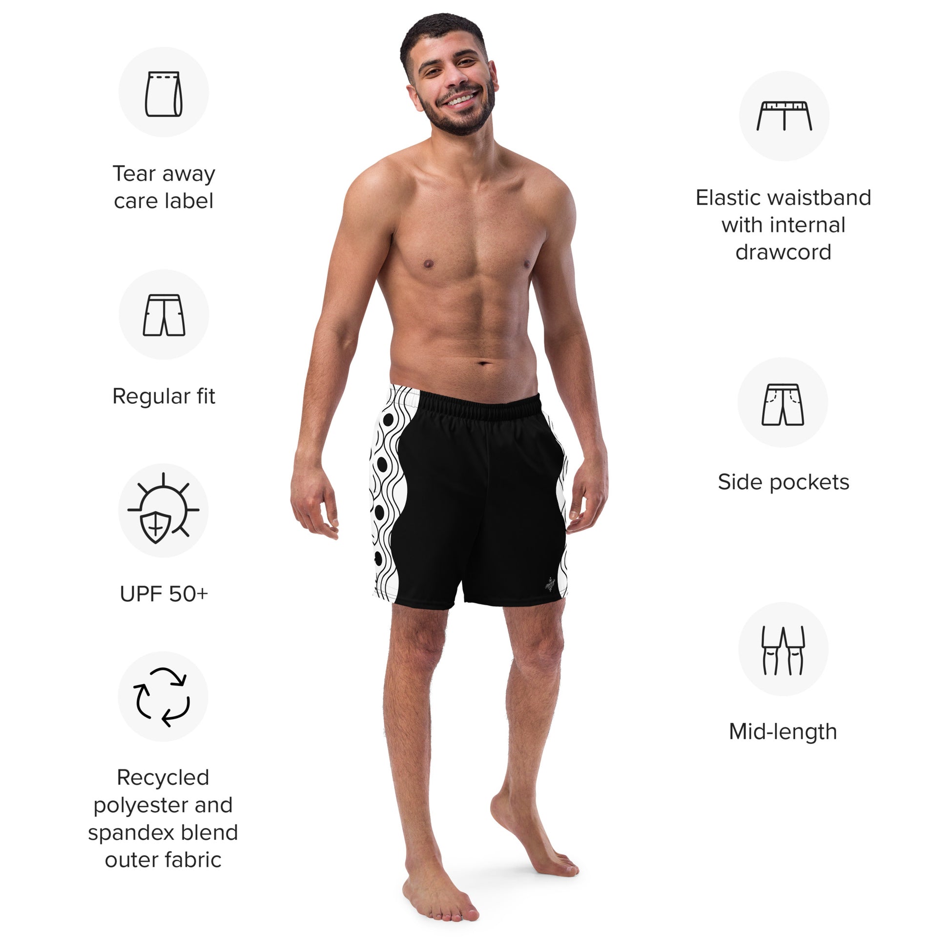 Recycled Men's Swimsuit - Sinus Collection Black FelinDesign - FelinDesign