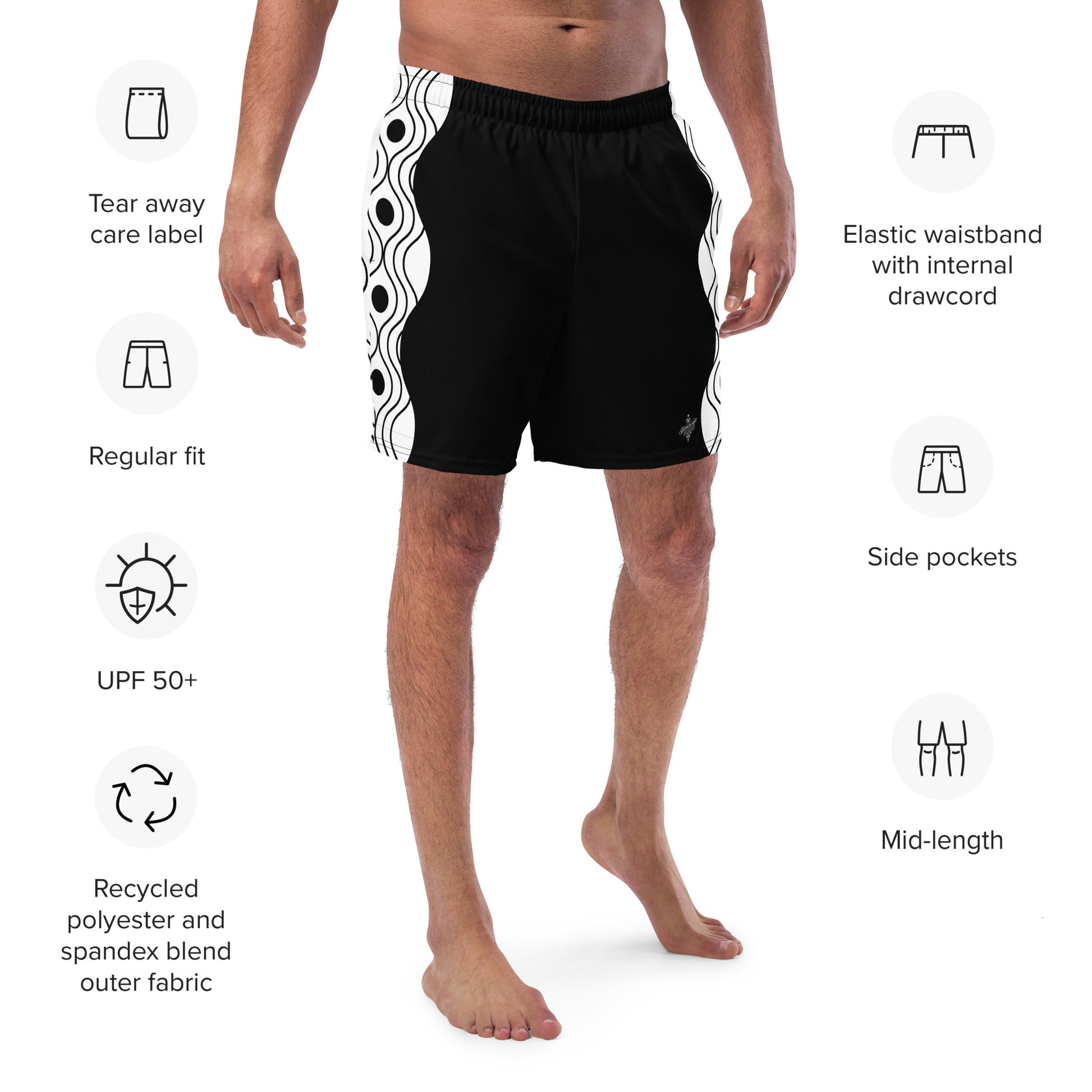 Recycled Men's Swimsuit - Sinus Collection Black FelinDesign - FelinDesign