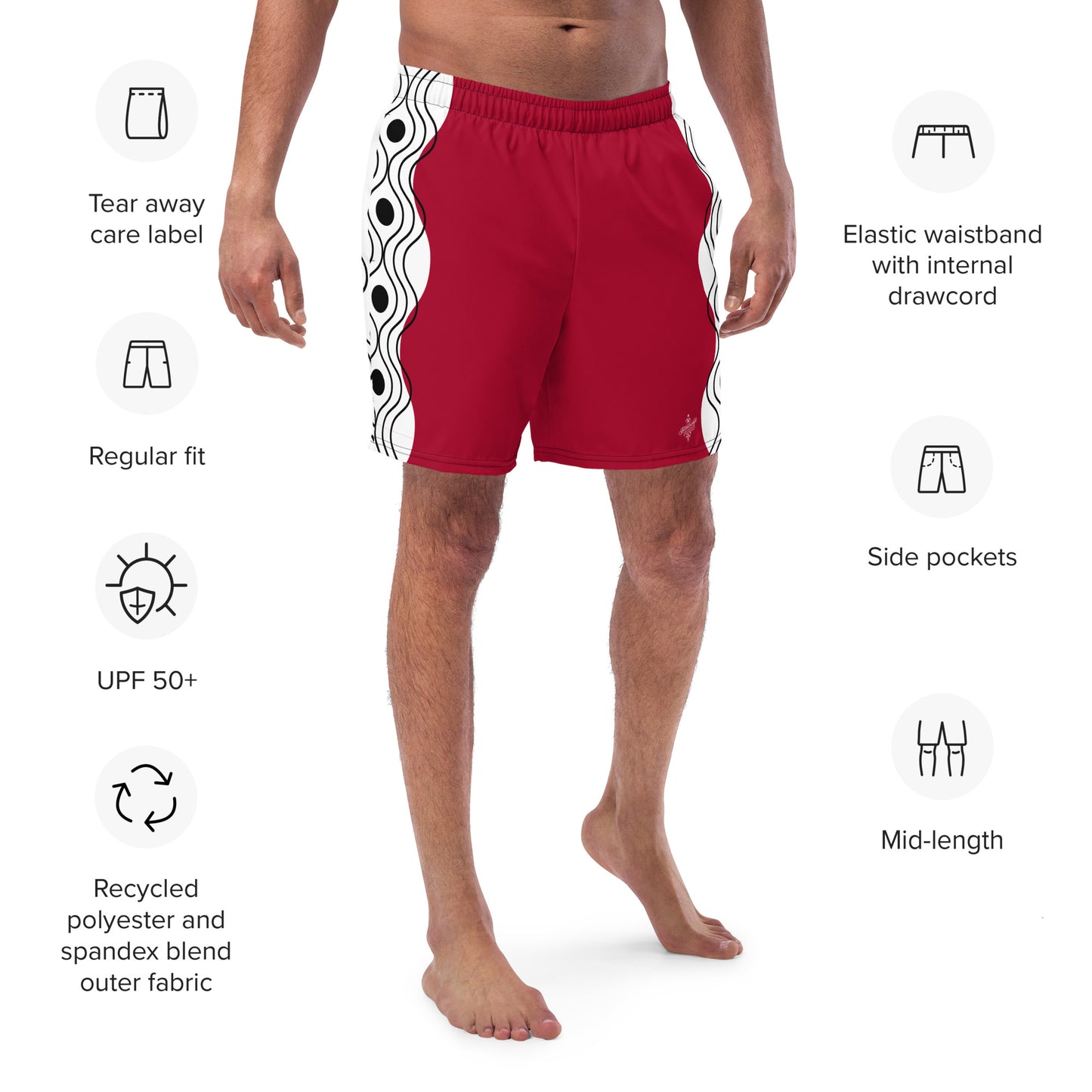Recycled Swim Trunks Swim Trunks FelinDesign Sinus Collection Red - FelinDesign