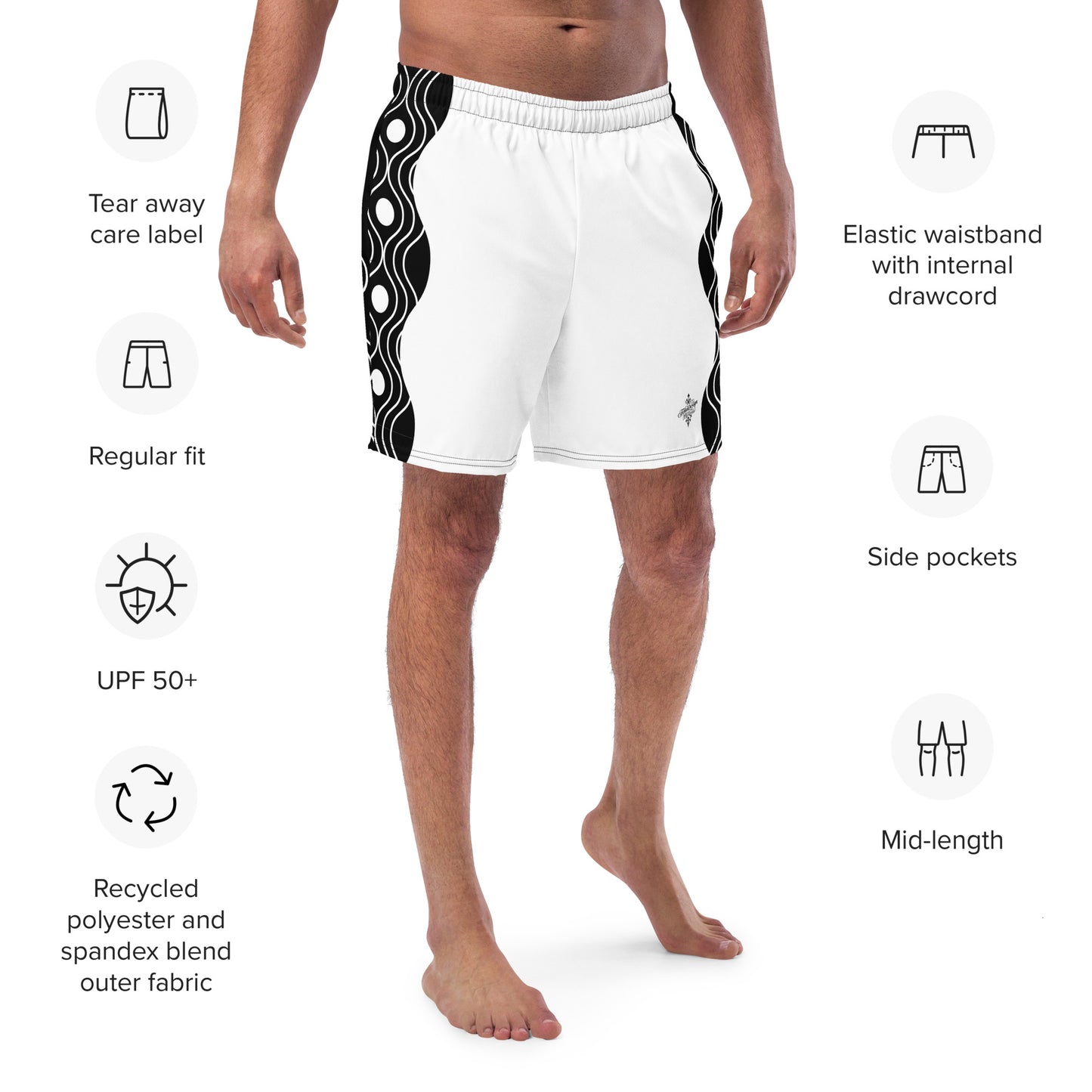 Recycled Swim Trunks FelinDesign Sinus Collection White - FelinDesign