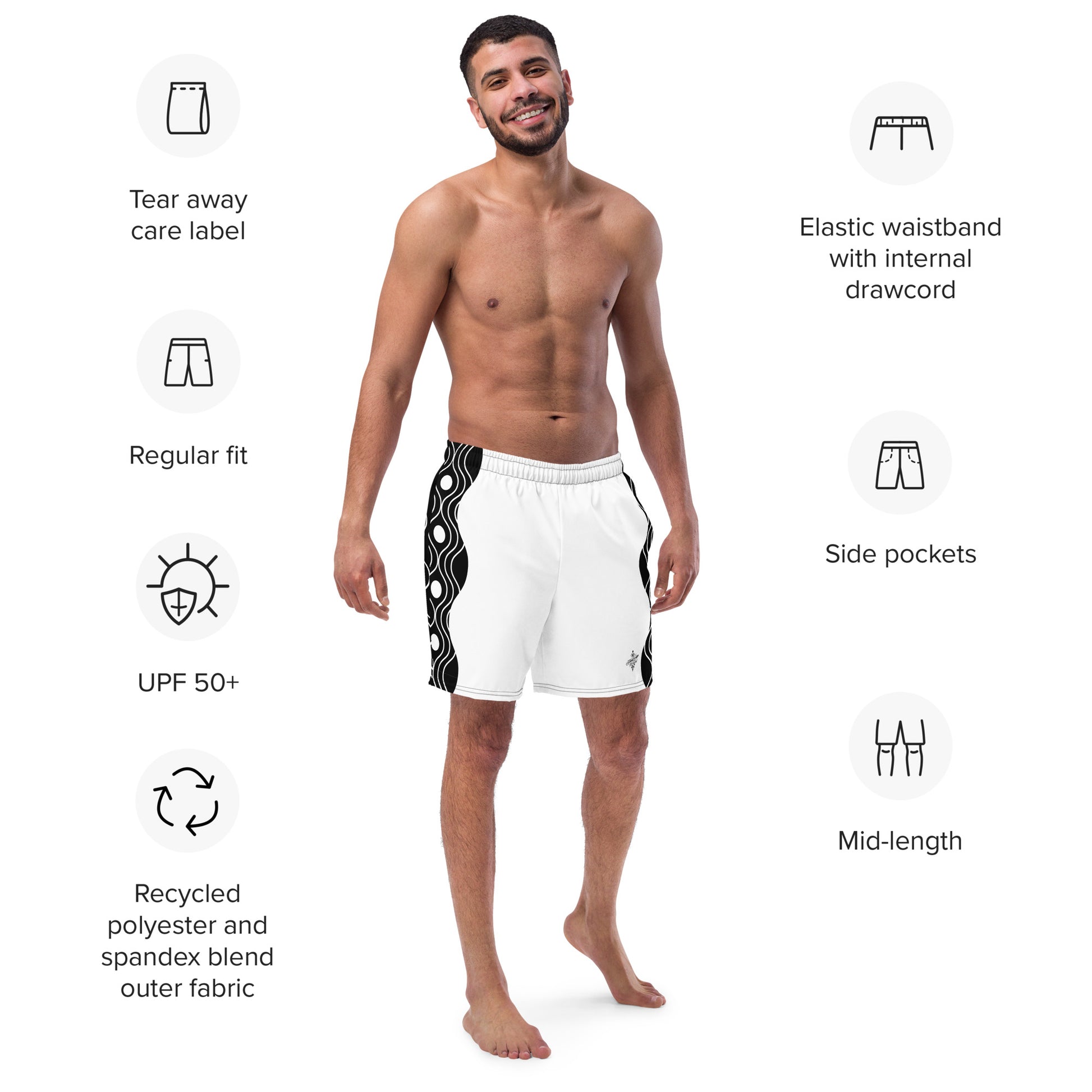 Recycled Swim Trunks FelinDesign Sinus Collection White - FelinDesign