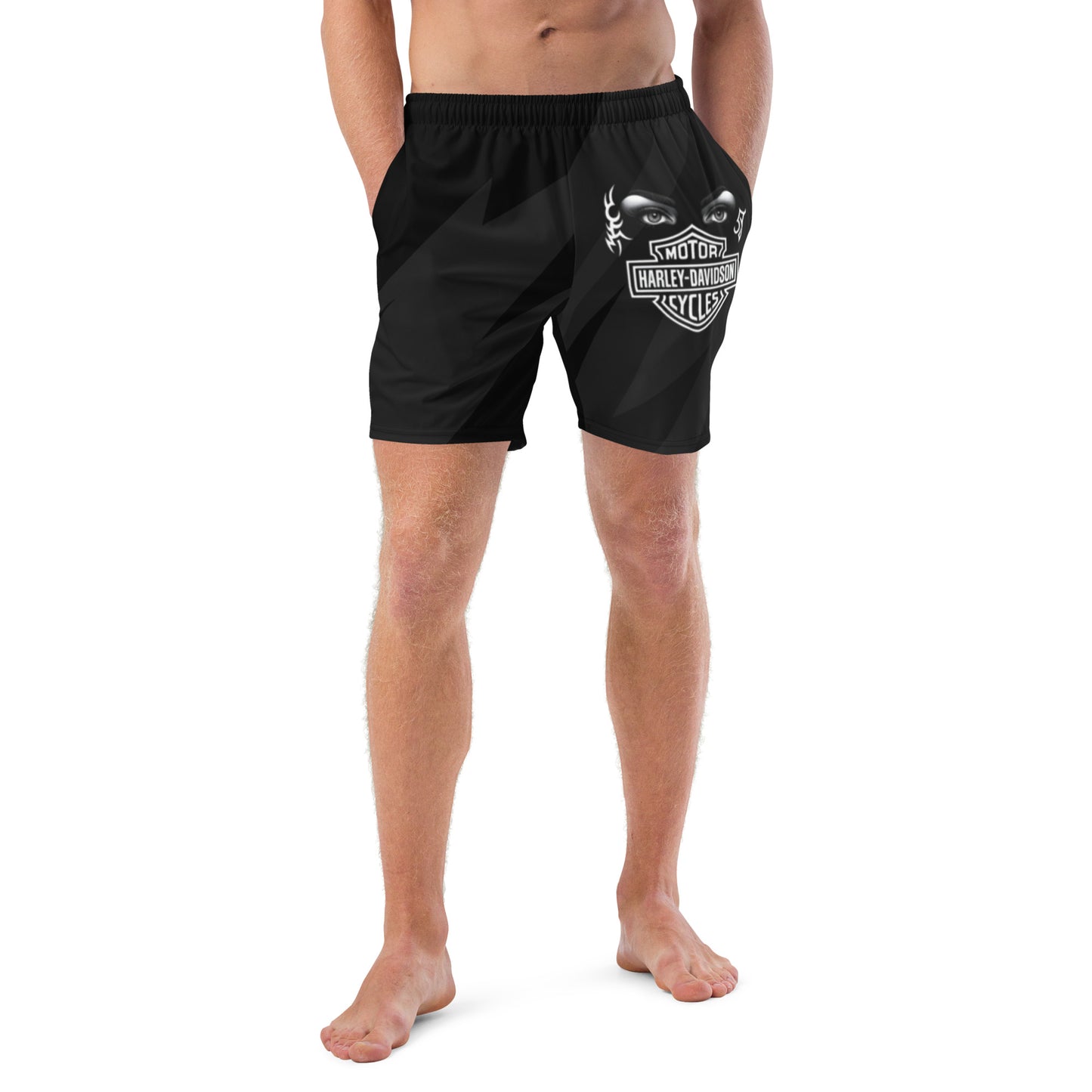 FelinDesign Harley Davidson Men’s Swimsuit Black 2025 Stylish Motorbike Logo Swim Trunks Beachwear Summer - FelinDesign