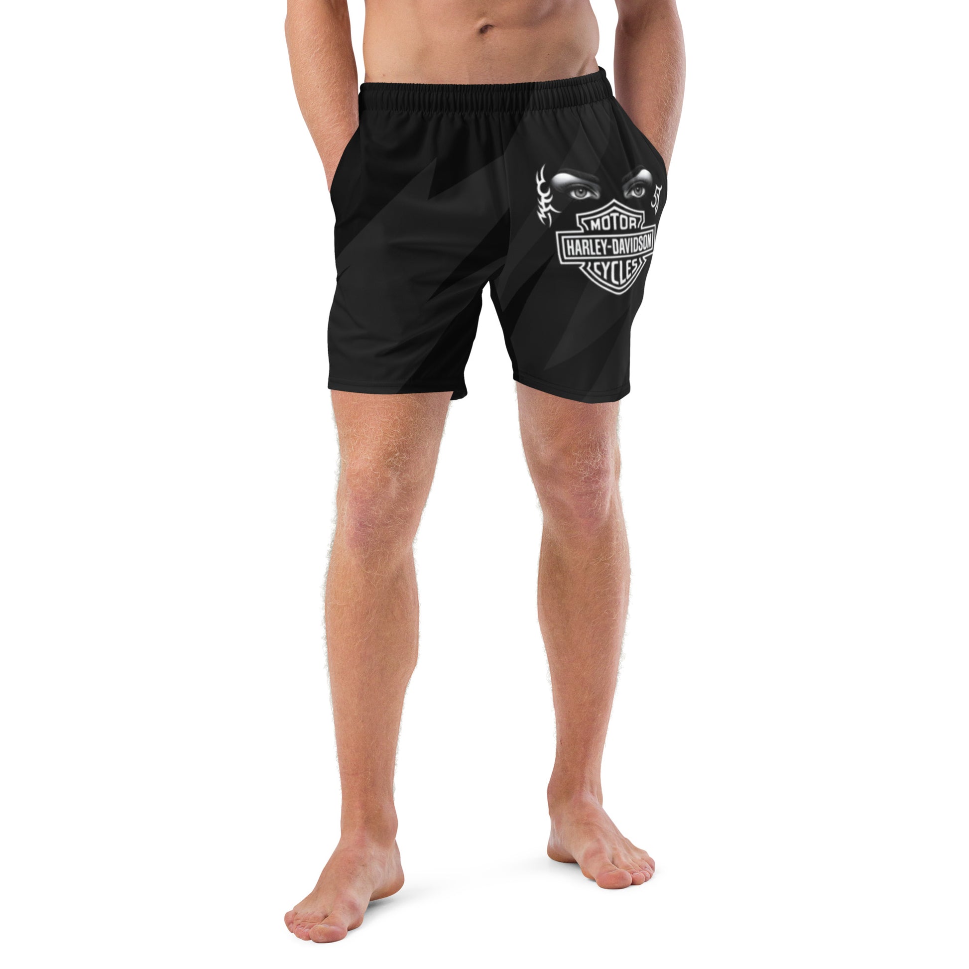 FelinDesign Harley Davidson Men’s Swimsuit Black 2025 Stylish Motorbike Logo Swim Trunks Beachwear Summer - FelinDesign