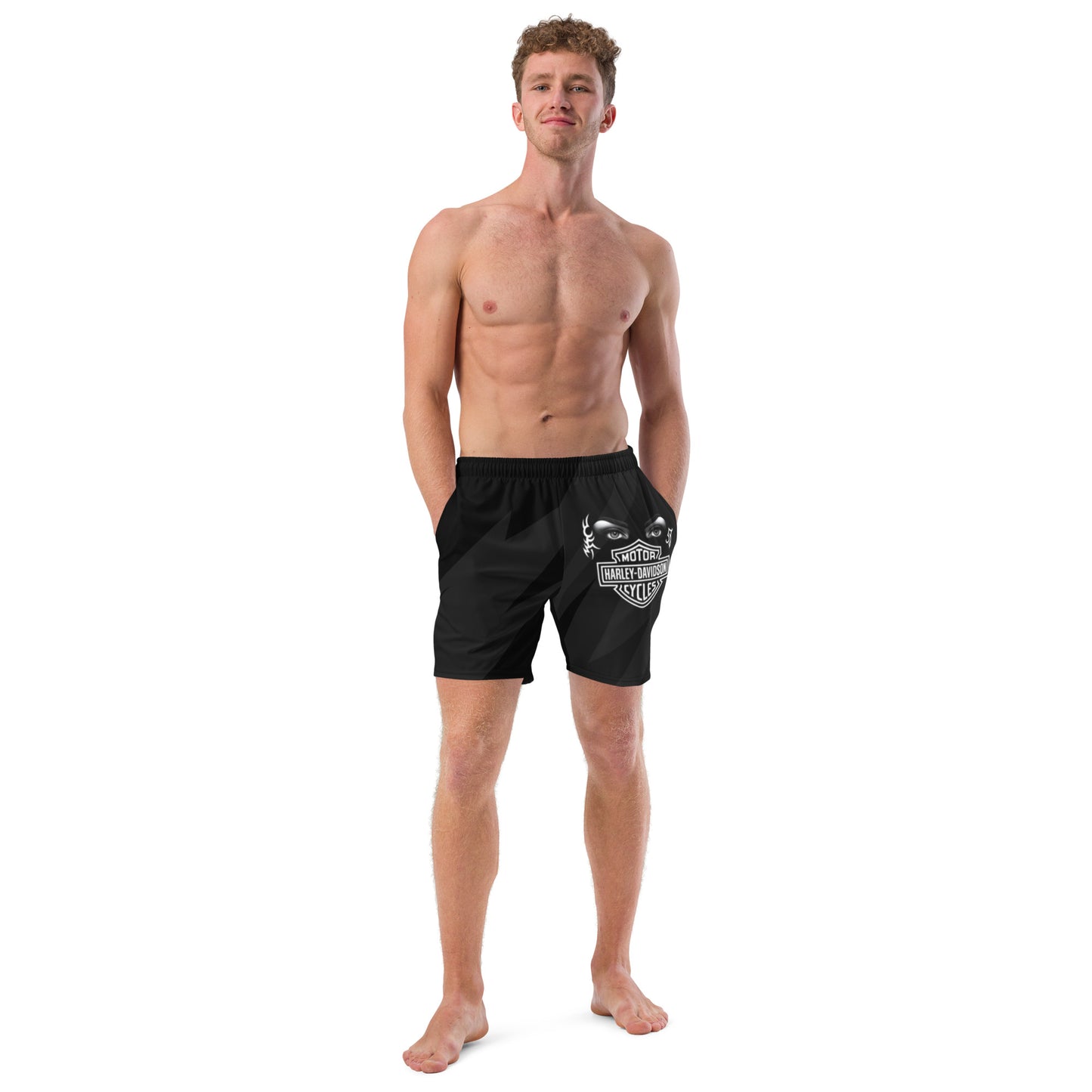 FelinDesign Harley Davidson Men’s Swimsuit Black 2025 Stylish Motorbike Logo Swim Trunks Beachwear Summer - FelinDesign
