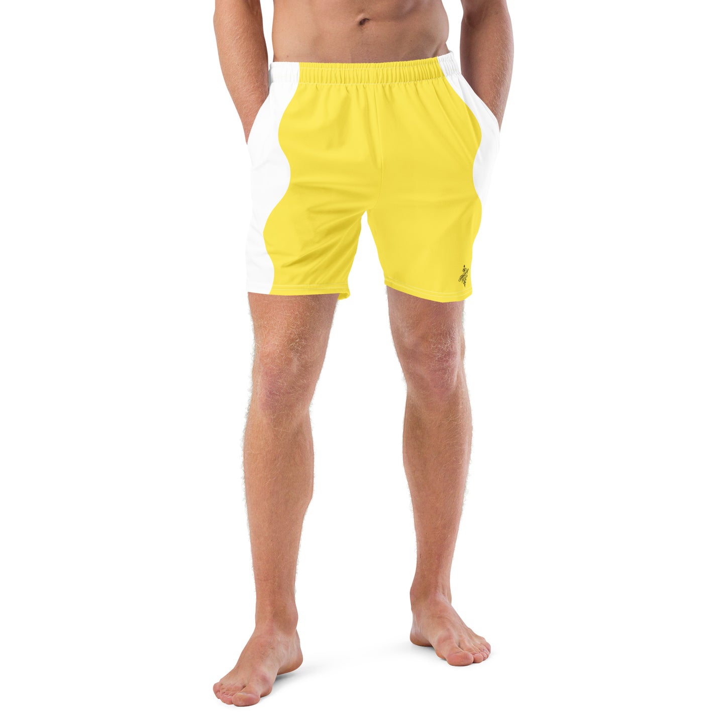 Recycled Swim Trunks Yellow White side FelinDesign - FelinDesign