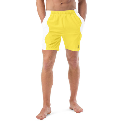 Recycled Swim Trunks Yellow White side FelinDesign - FelinDesign