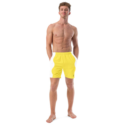 Recycled Swim Trunks Yellow White side FelinDesign - FelinDesign