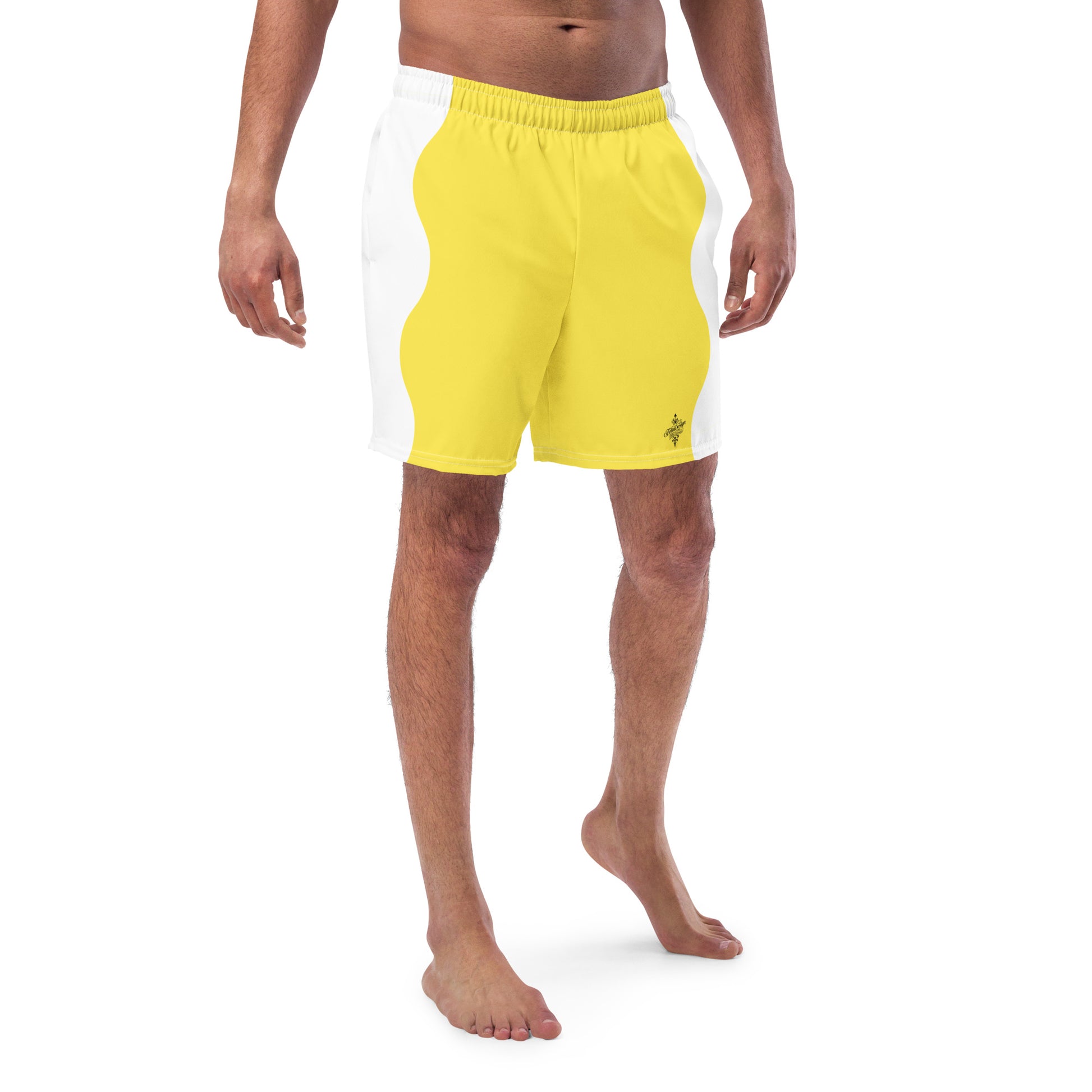Recycled Swim Trunks Yellow White side FelinDesign - FelinDesign