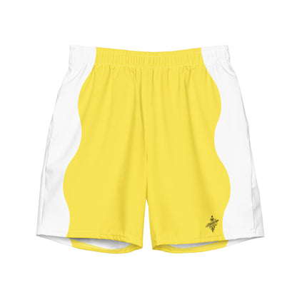 Recycled Swim Trunks Yellow White side FelinDesign - FelinDesign