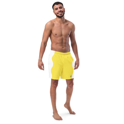 Recycled Swim Trunks Yellow White side FelinDesign - FelinDesign