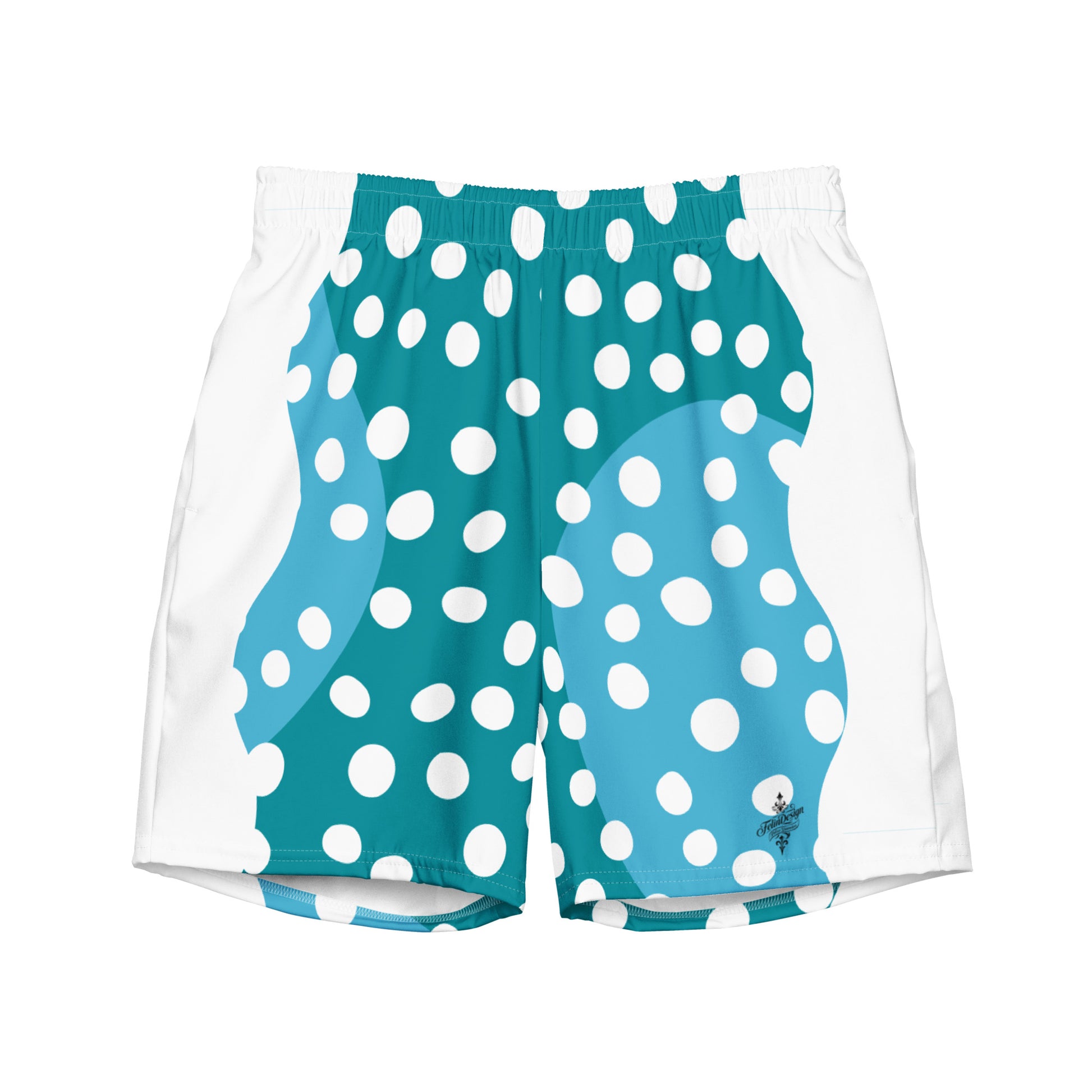 Recycled Swim Trunks "Aqua Dots"Turquoise with white dots FelinDesign - FelinDesign