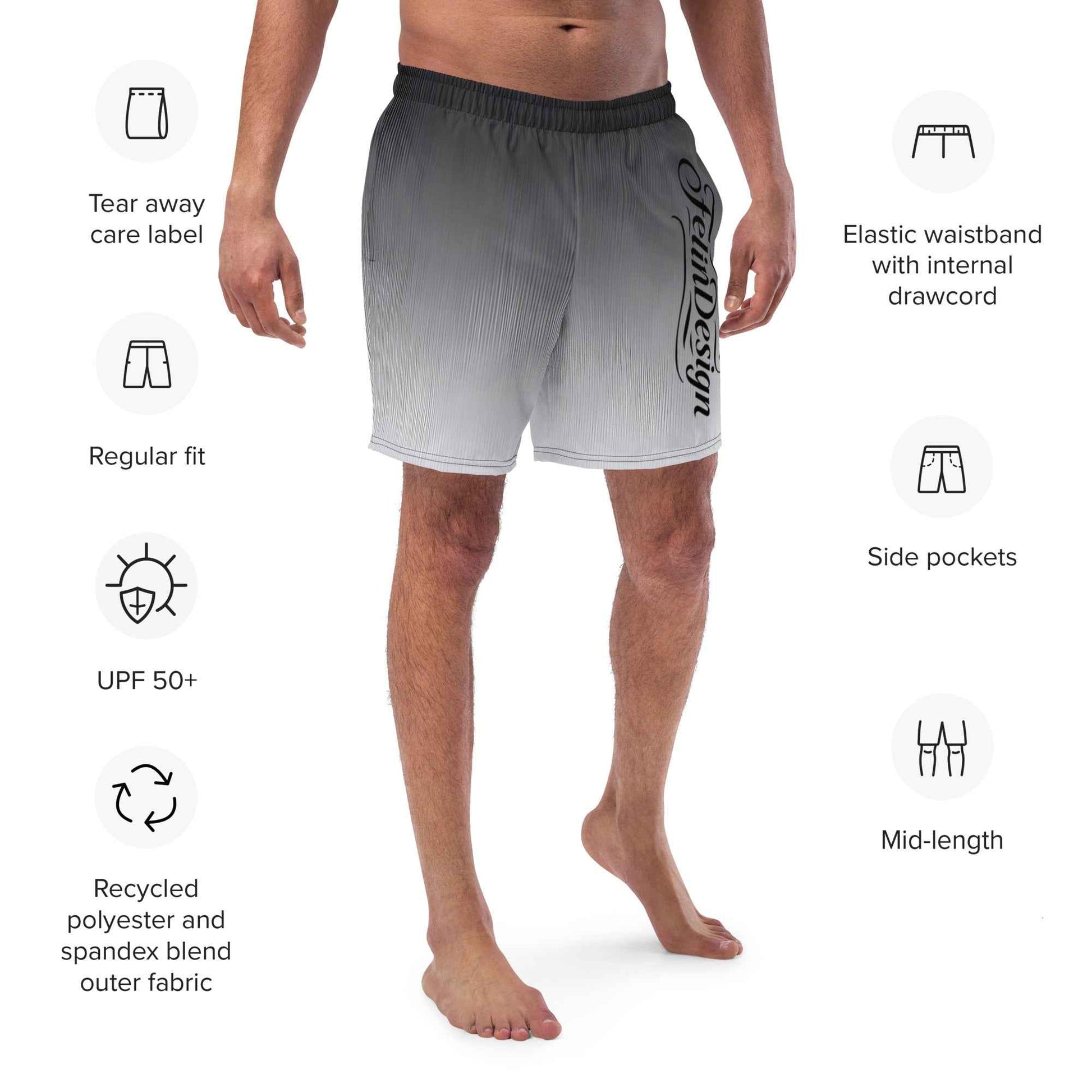 Swim Trunks Gray white FelinDesign