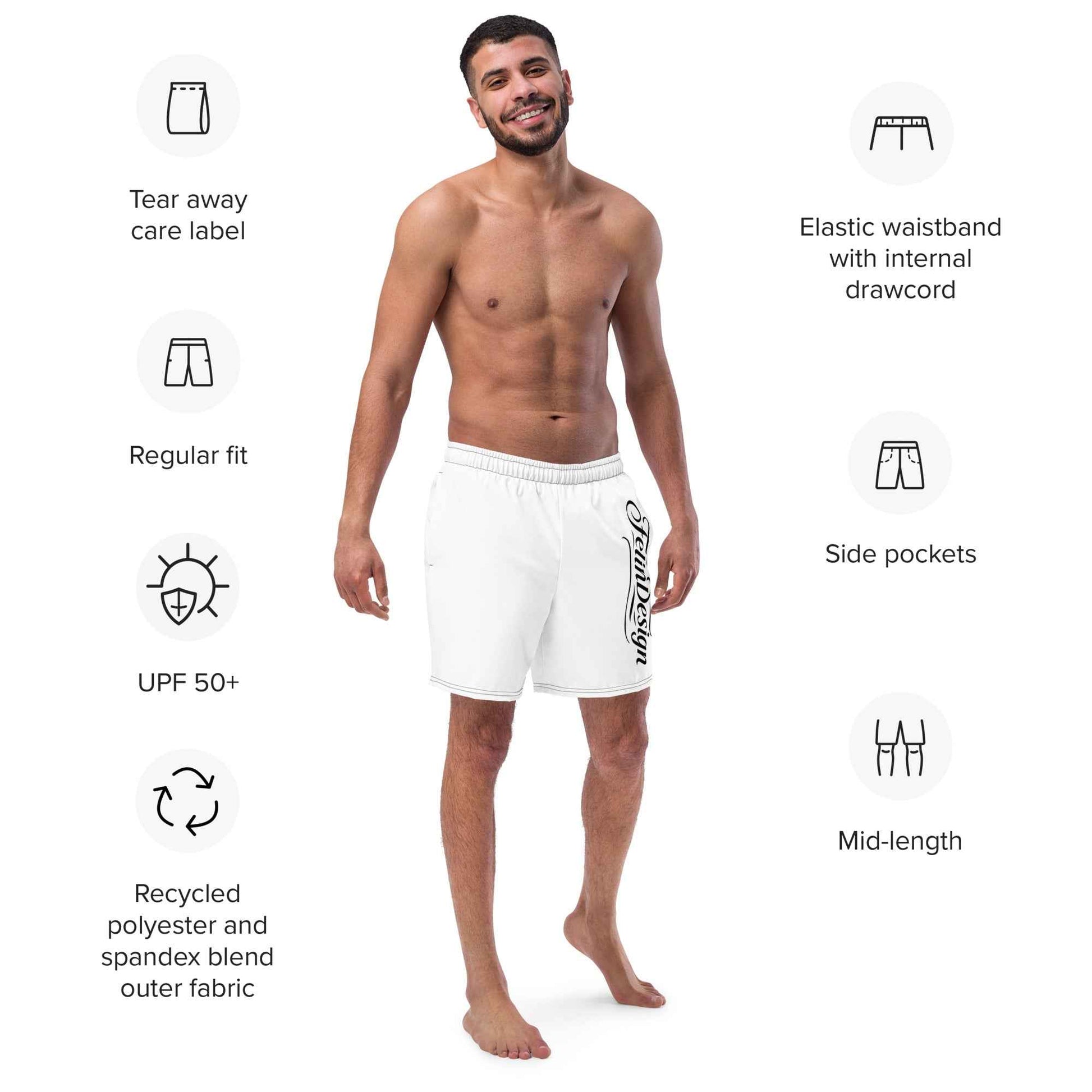 Swim Trunks White FelinDesigin