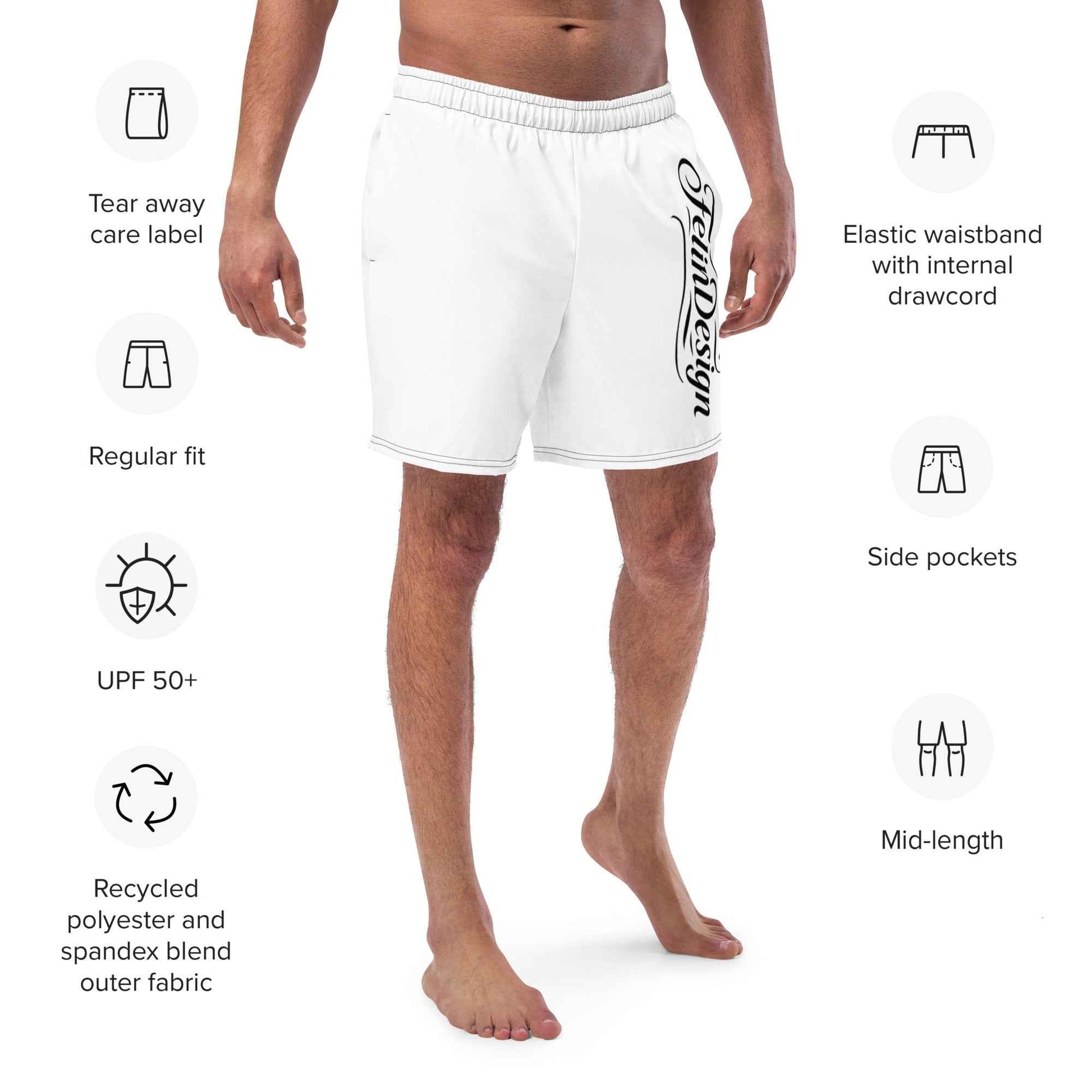 Swim Trunks White FelinDesigin