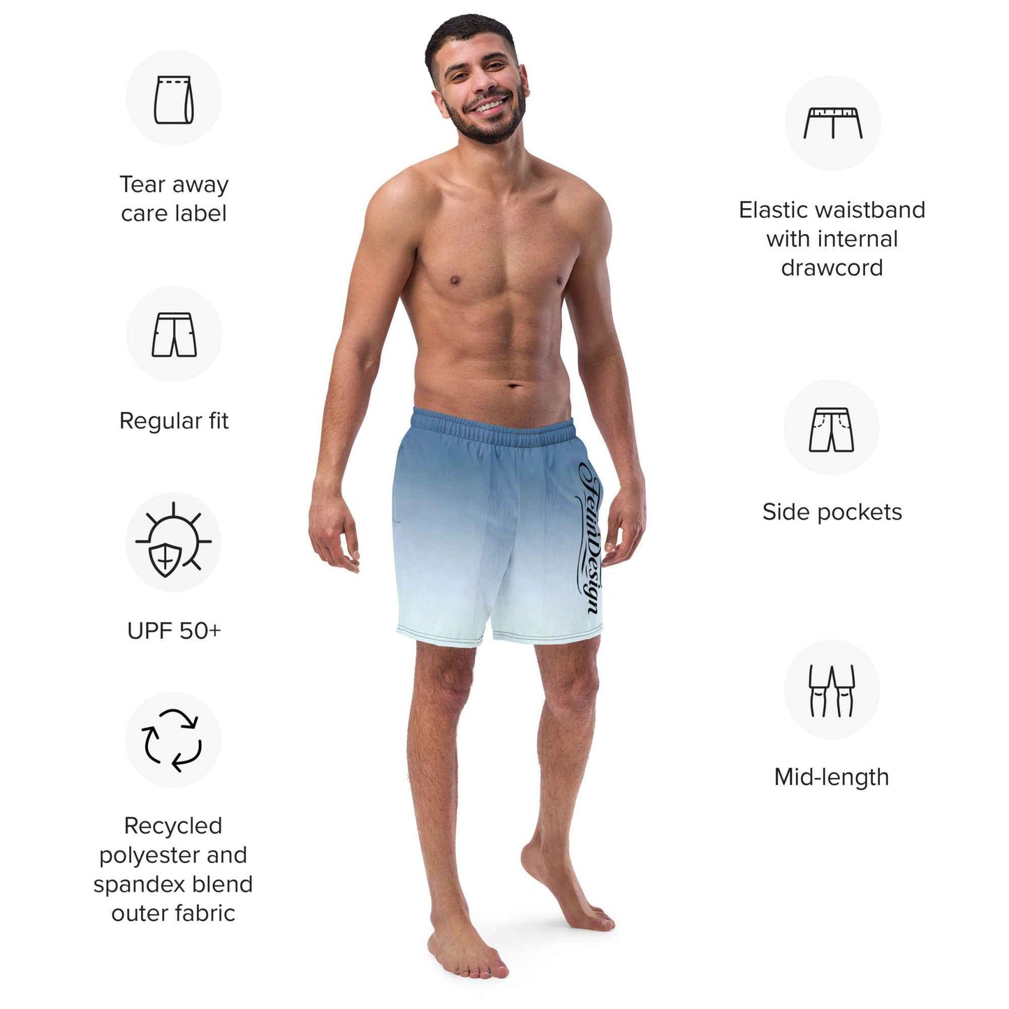 Swim Trunks White Celeste FelinDesigin