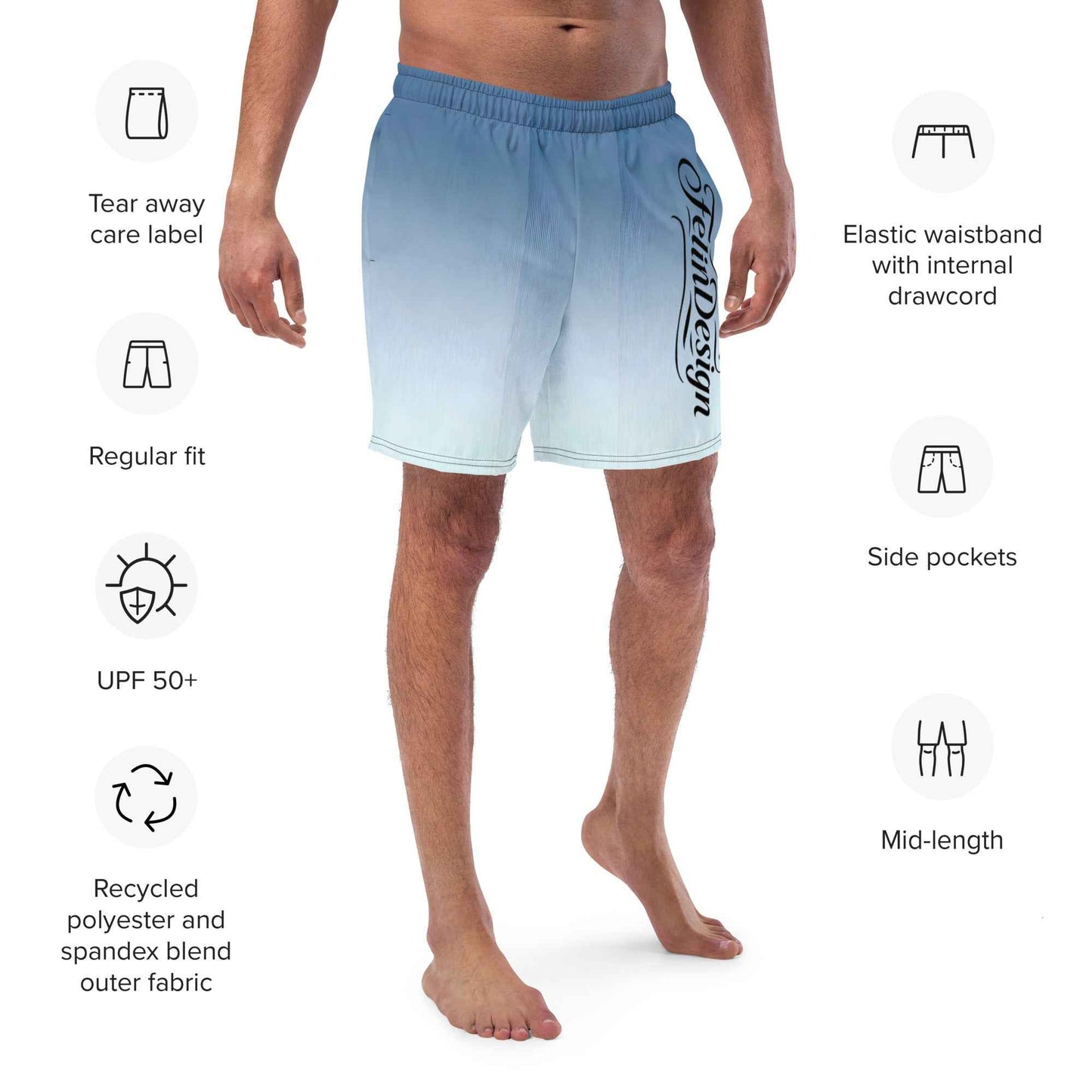 Swim Trunks White Celeste FelinDesigin