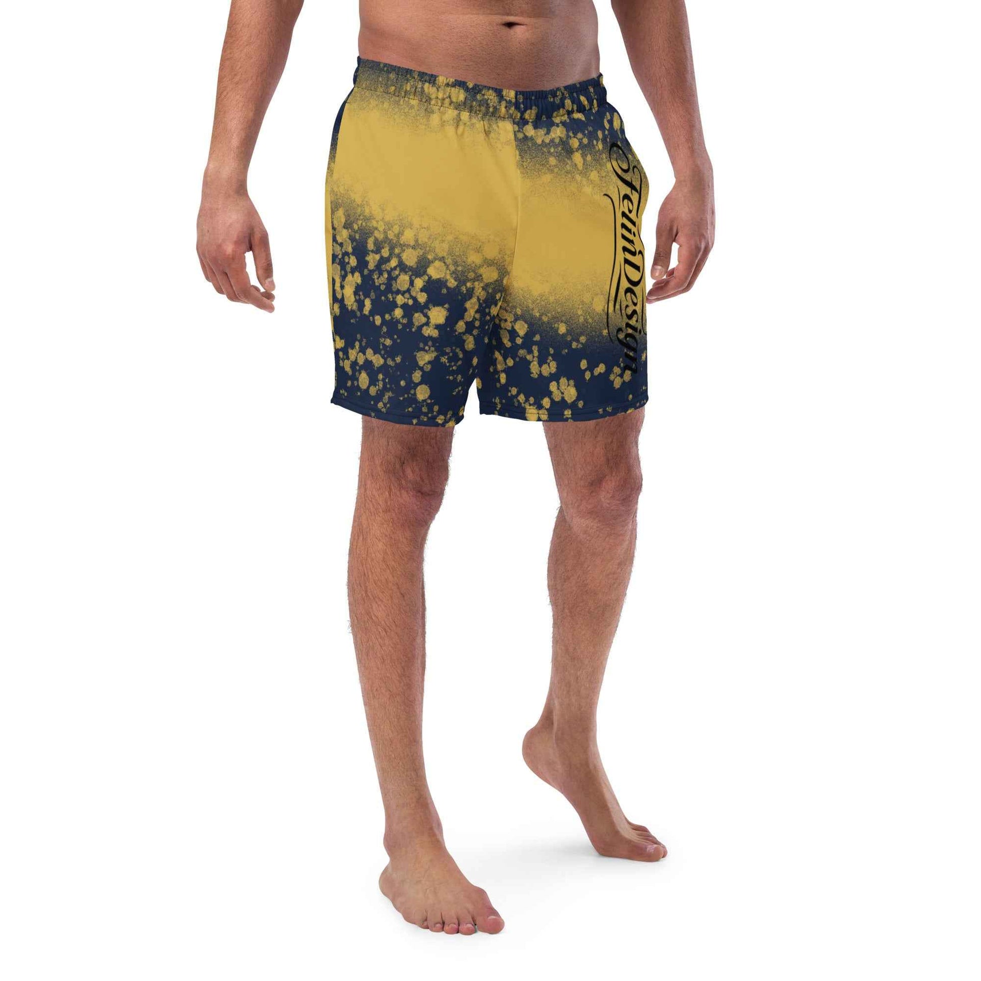Recycled Swim Trunks Black and yellow FelinDesign