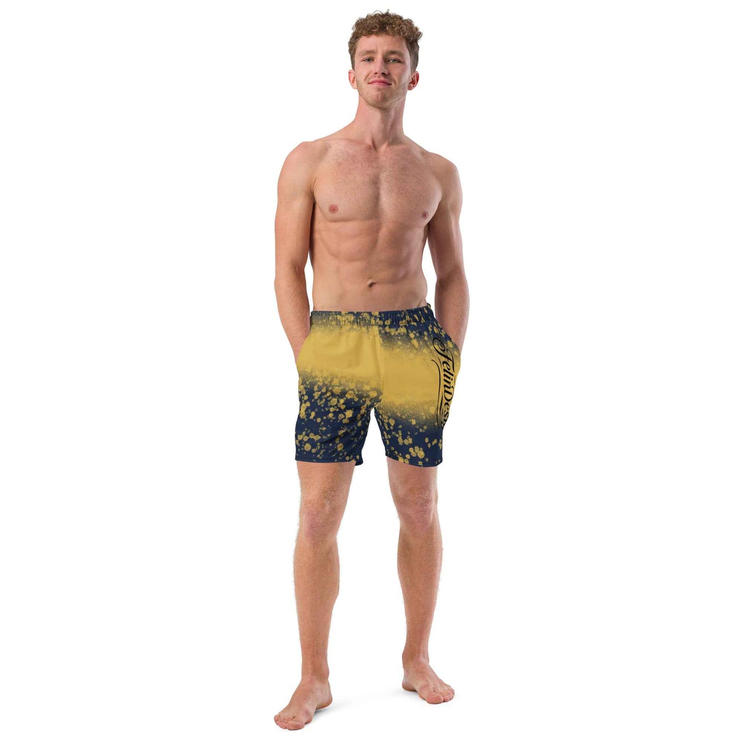 Recycled Swim Trunks Black and yellow FelinDesign