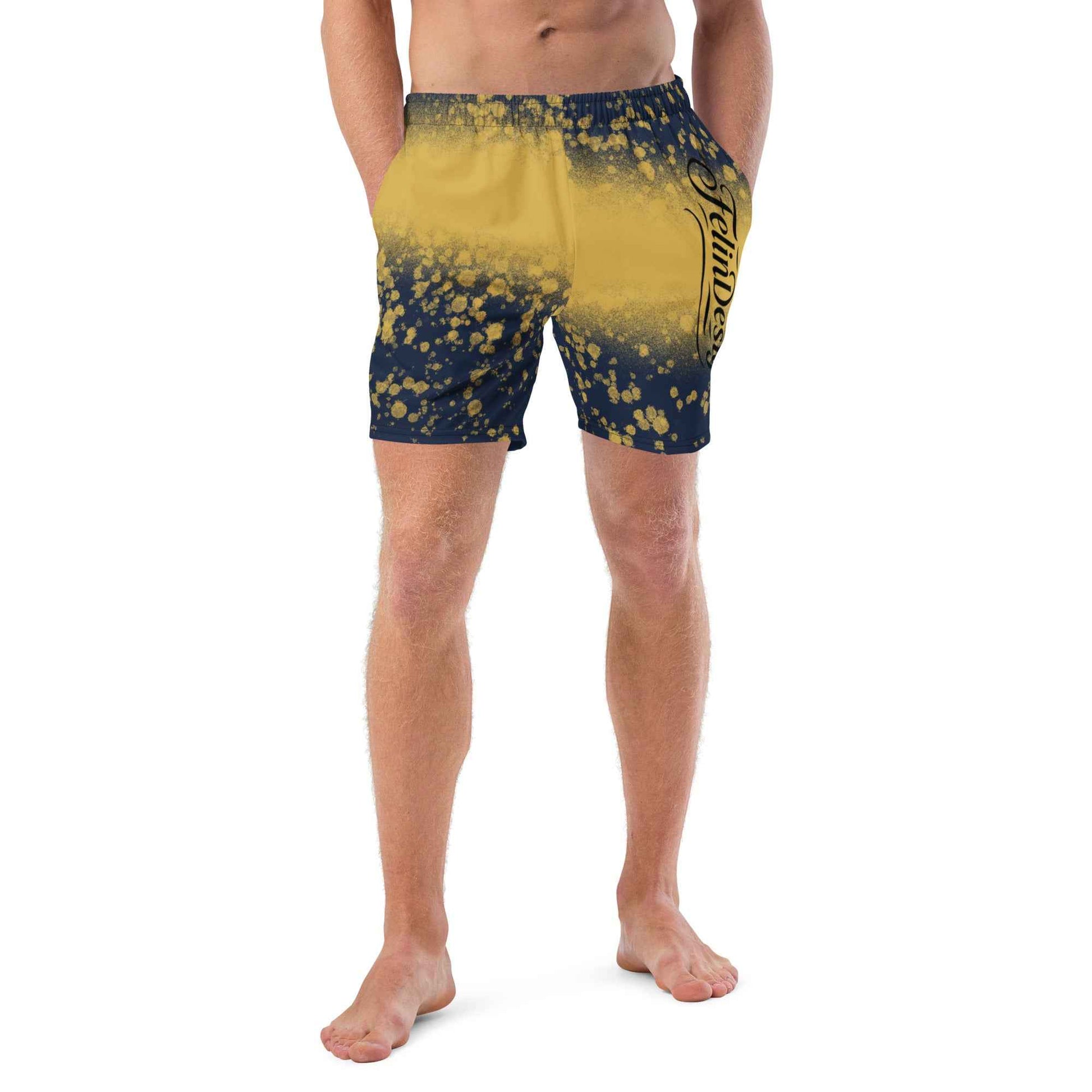 Recycled Swim Trunks Black and yellow FelinDesign