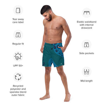 Swim Shorts "Teal Abyss" – Beach Boxer with Organic Pattern - FelinDesign