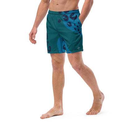 Swim Shorts "Teal Abyss" – Beach Boxer with Organic Pattern - FelinDesign