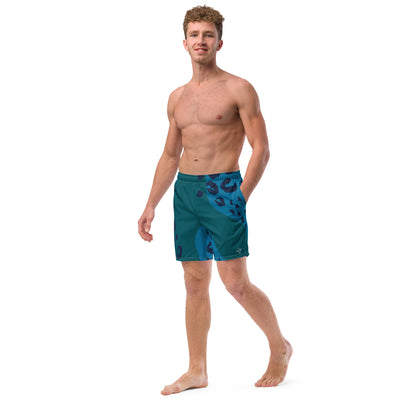 Swim Shorts "Teal Abyss" – Beach Boxer with Organic Pattern - FelinDesign