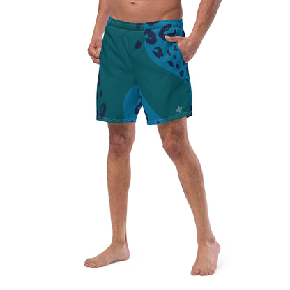 Swim Shorts "Teal Abyss" – Beach Boxer with Organic Pattern - FelinDesign