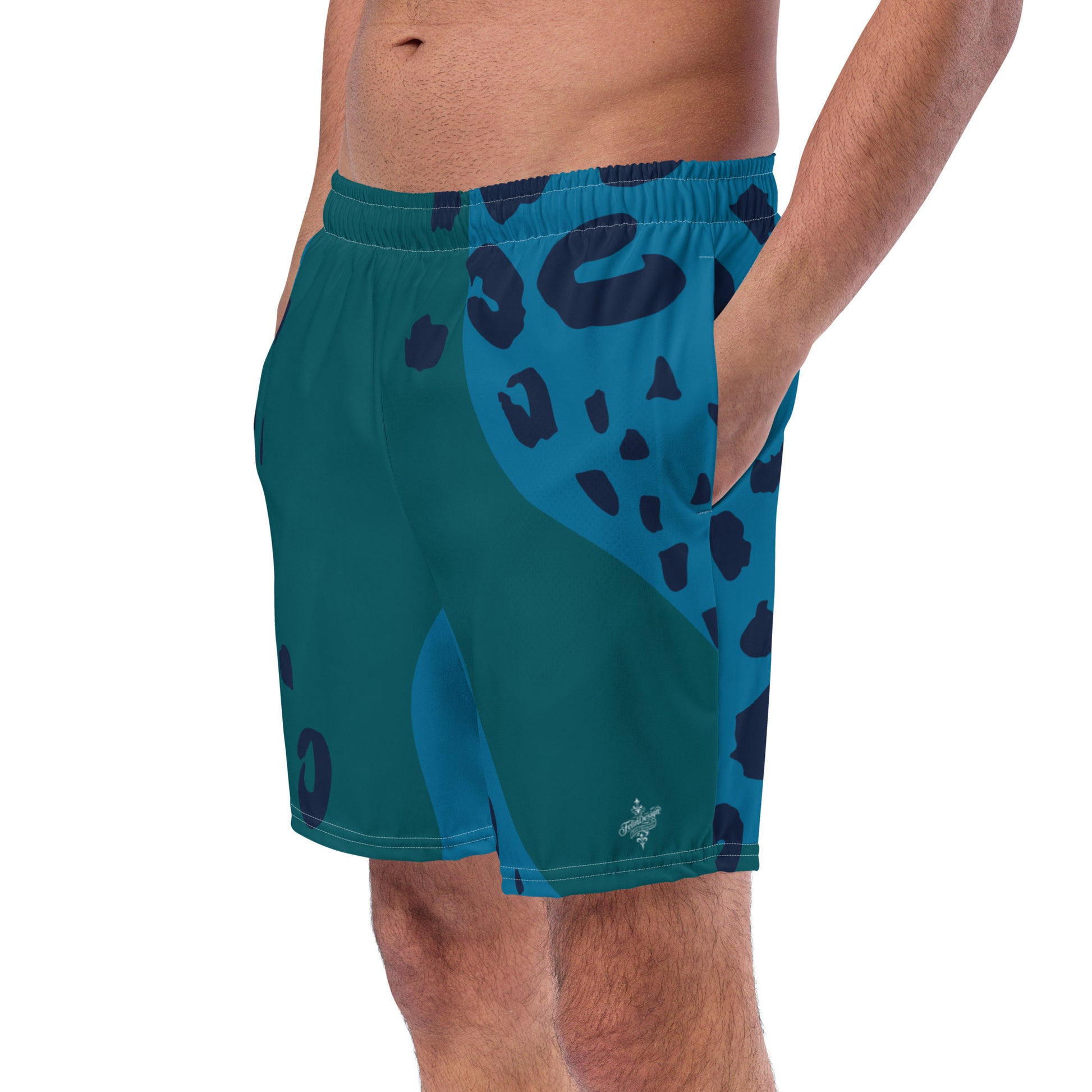 Swim Shorts "Teal Abyss" – Beach Boxer with Organic Pattern - FelinDesign
