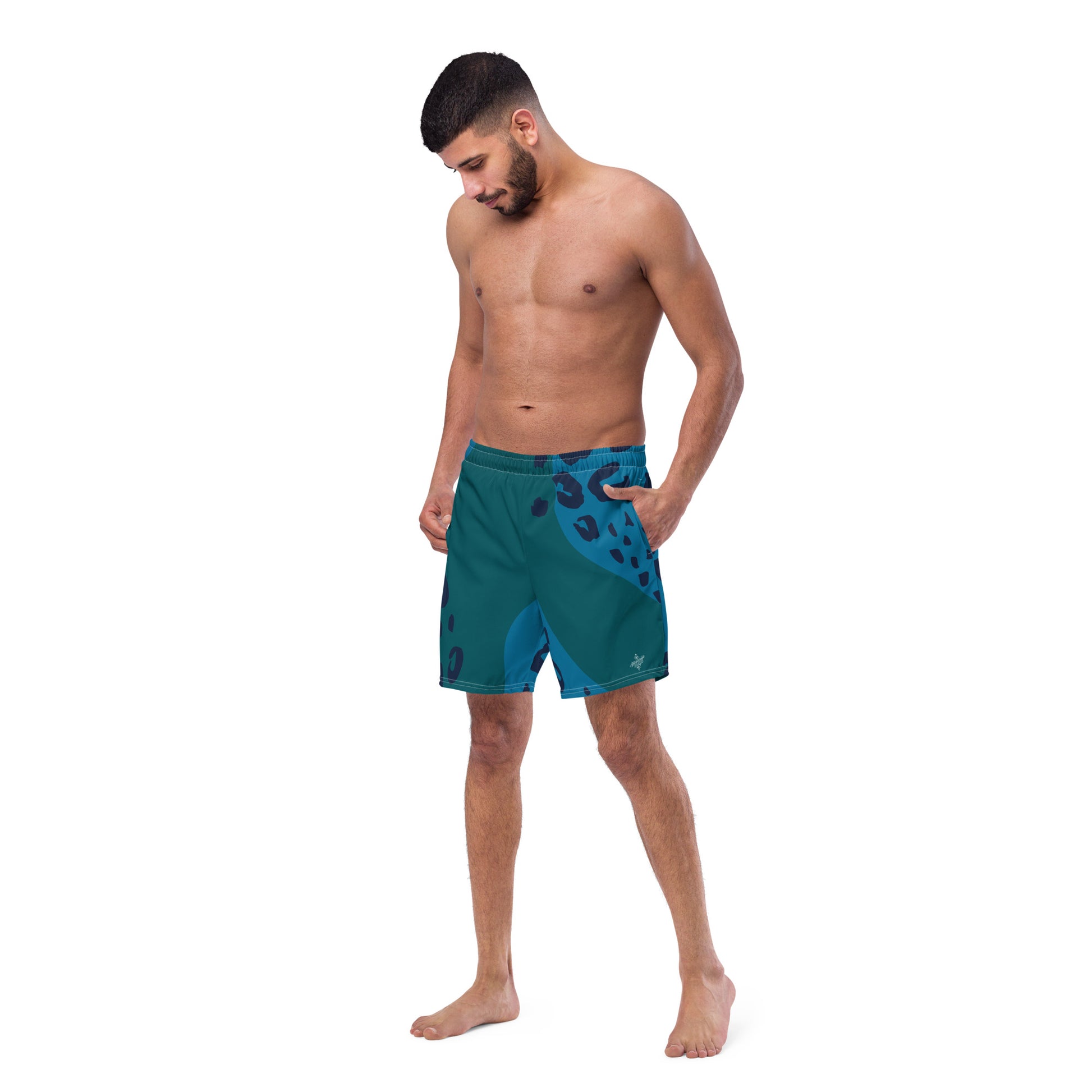 Swim Shorts "Teal Abyss" – Beach Boxer with Organic Pattern - FelinDesign