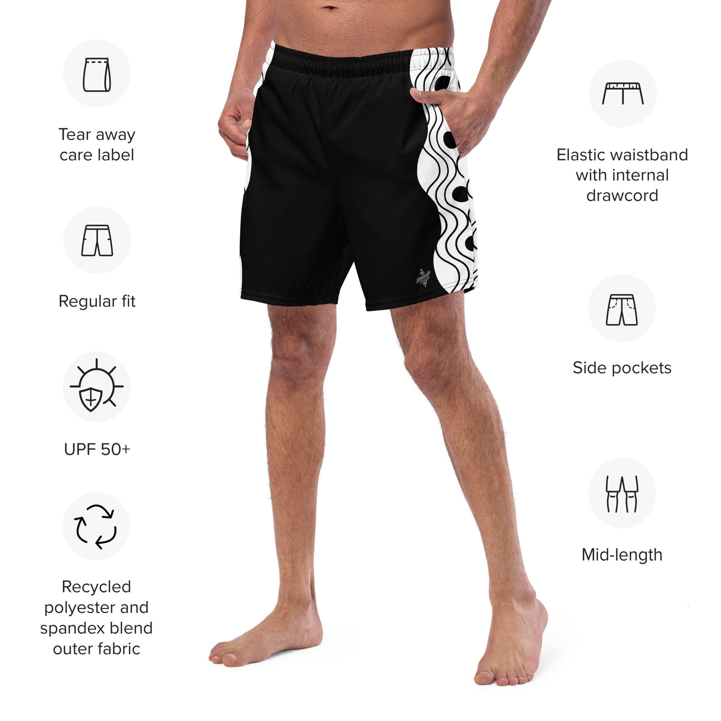 Recycled Men's Swimsuit - Sinus Collection Black FelinDesign - FelinDesign