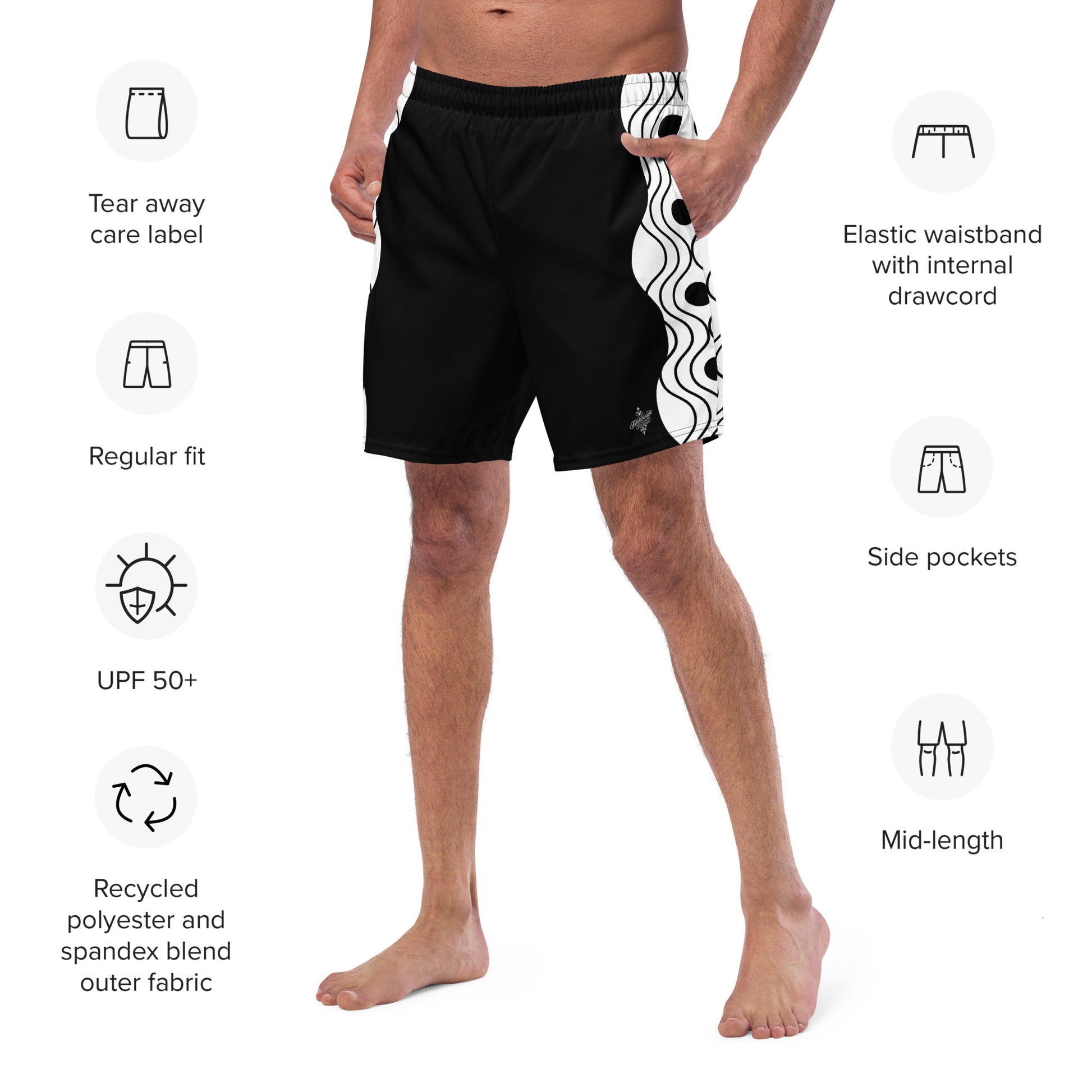 Recycled Men's Swimsuit - Sinus Collection Black FelinDesign - FelinDesign