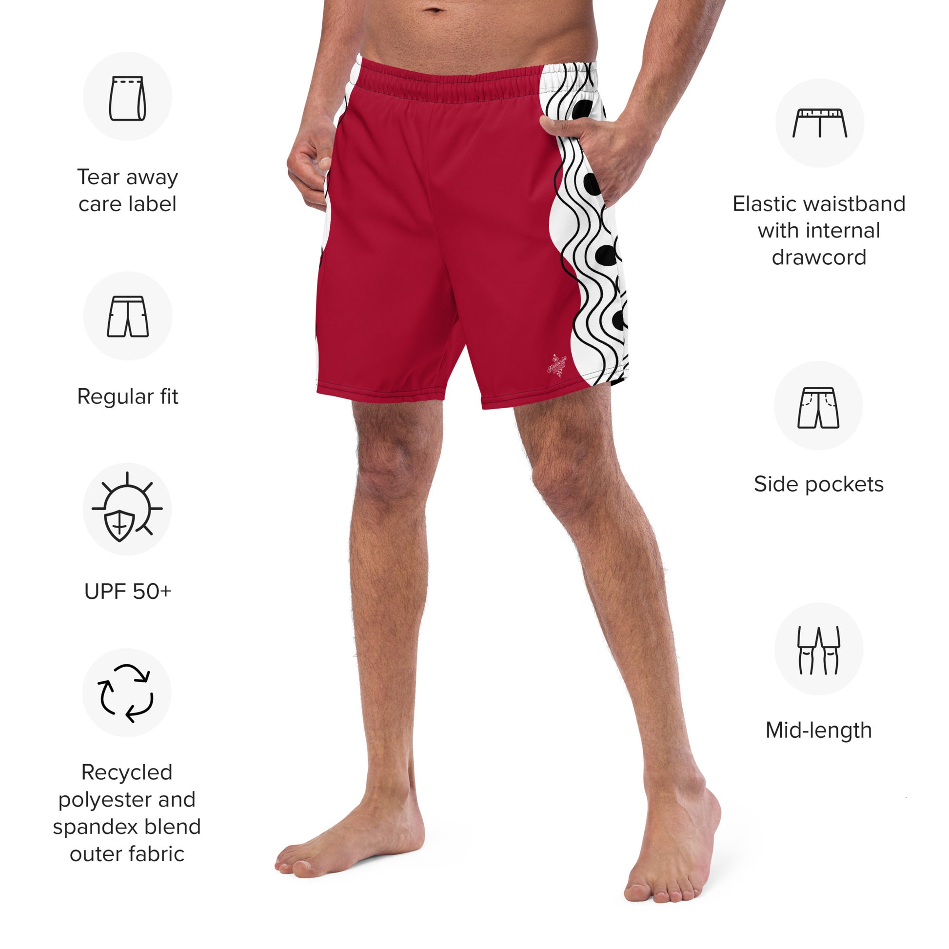 Recycled Swim Trunks Swim Trunks FelinDesign Sinus Collection Red - FelinDesign