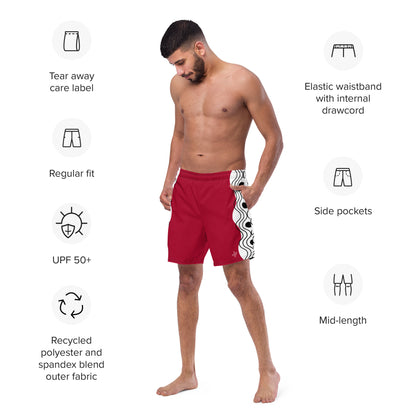 Recycled Swim Trunks Swim Trunks FelinDesign Sinus Collection Red - FelinDesign