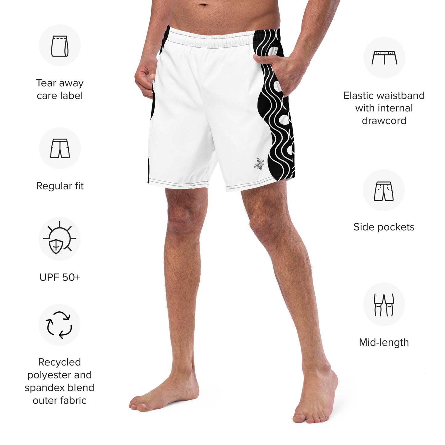 Recycled Swim Trunks FelinDesign Sinus Collection White - FelinDesign