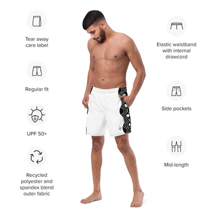 Recycled Swim Trunks FelinDesign Sinus Collection White - FelinDesign