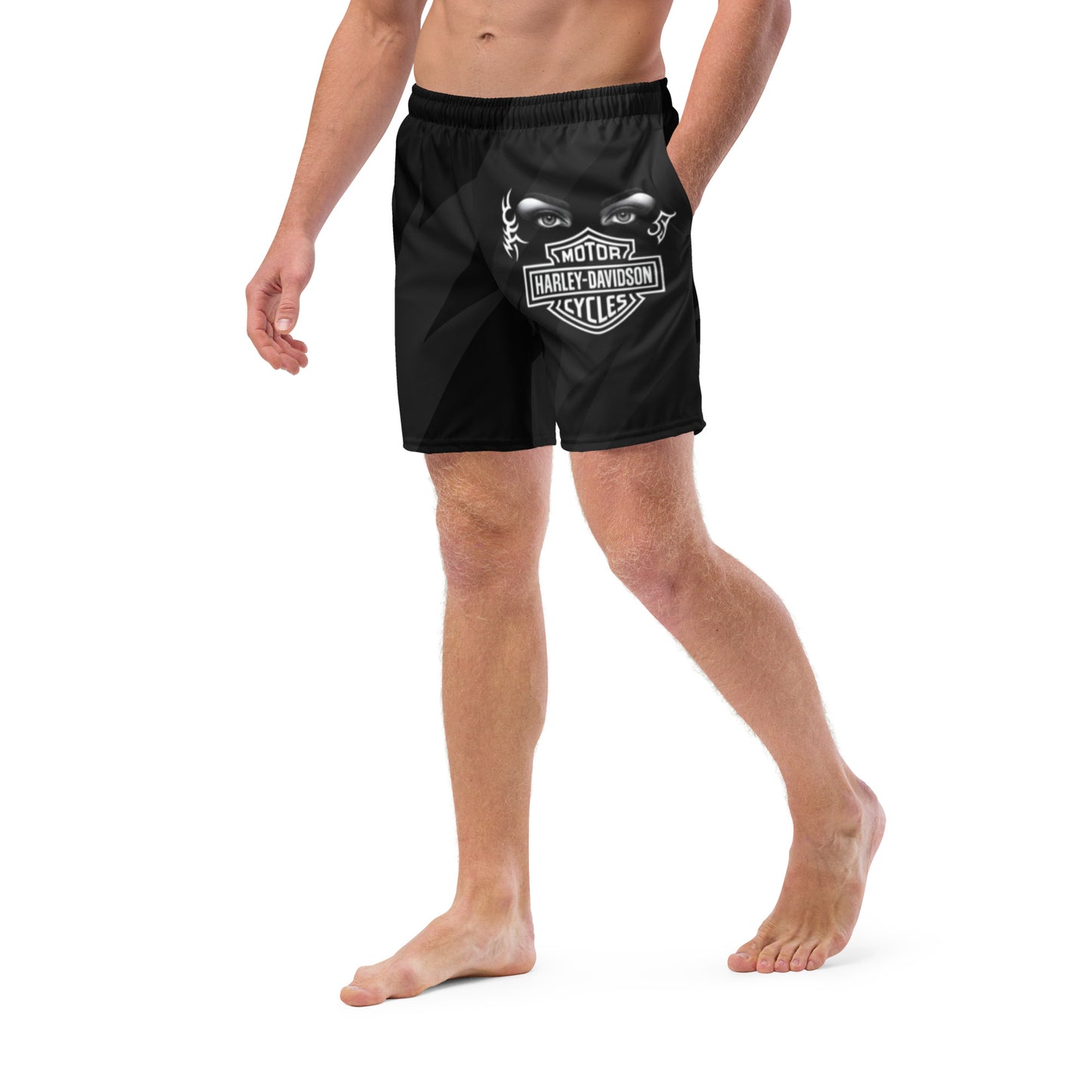 FelinDesign Harley Davidson Men’s Swimsuit Black 2025 Stylish Motorbike Logo Swim Trunks Beachwear Summer - FelinDesign