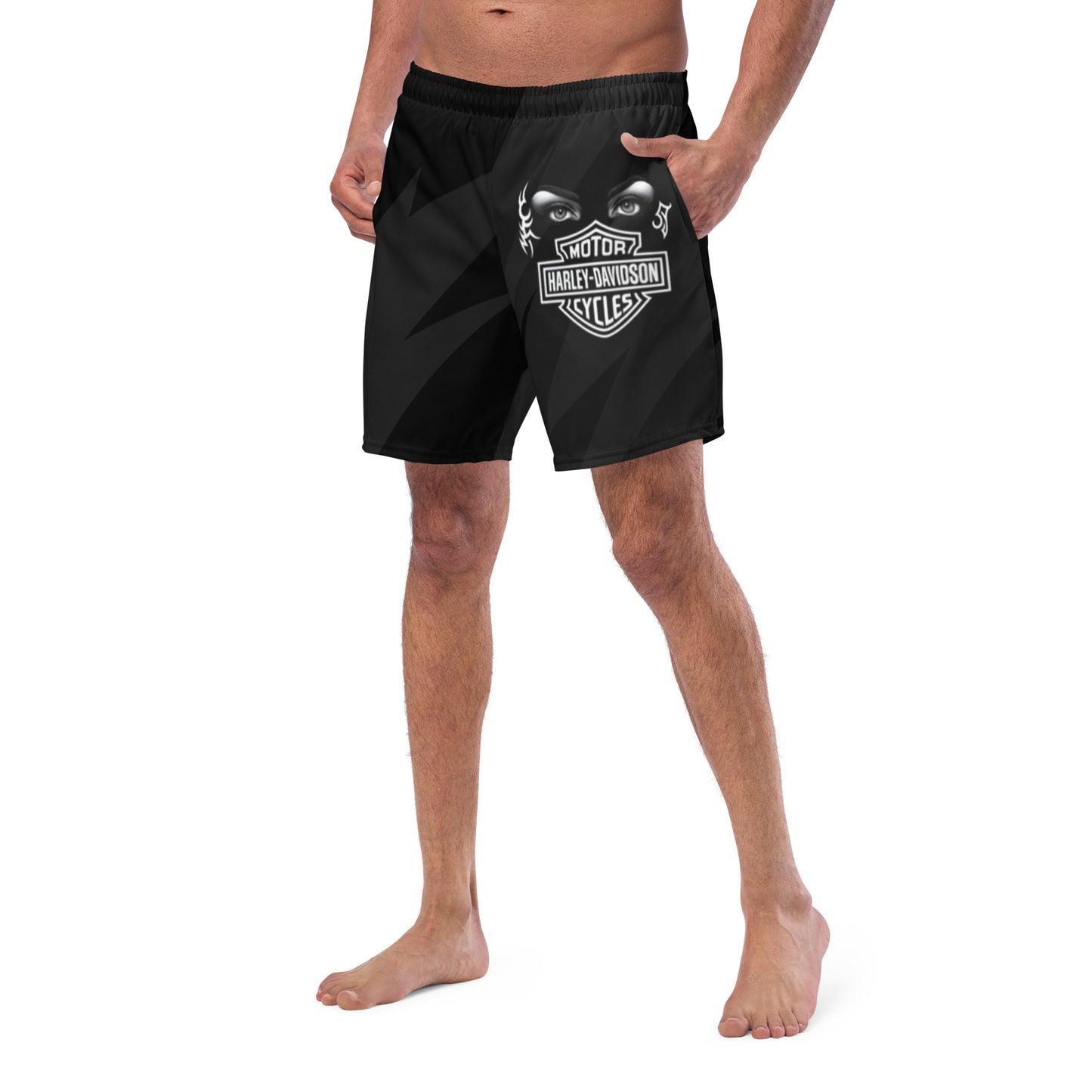 FelinDesign Harley Davidson Men’s Swimsuit Black 2025 Stylish Motorbike Logo Swim Trunks Beachwear Summer - FelinDesign