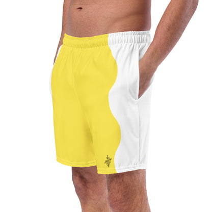 Recycled Swim Trunks Yellow White side FelinDesign - FelinDesign