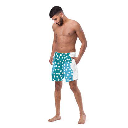 Recycled Swim Trunks "Aqua Dots"Turquoise with white dots FelinDesign - FelinDesign