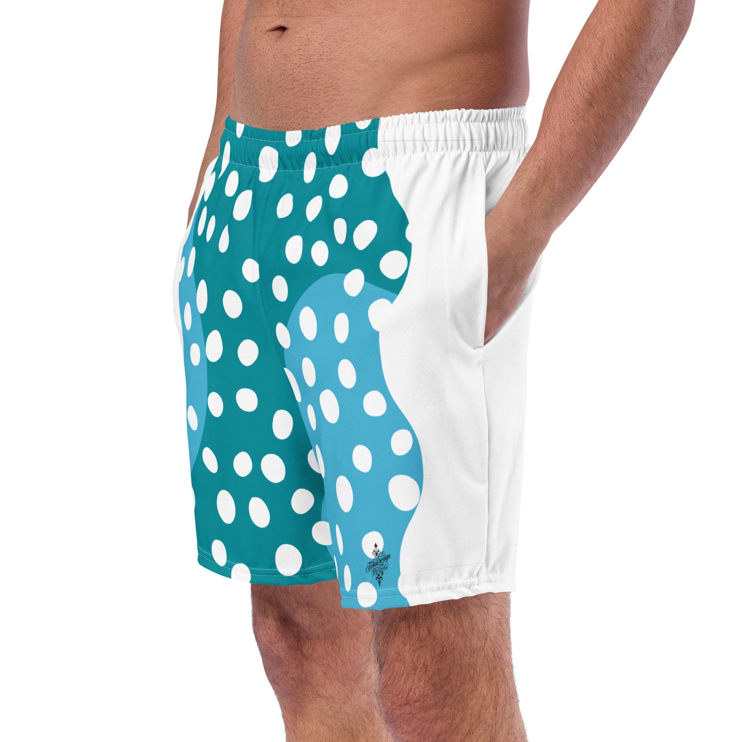 Recycled Swim Trunks "Aqua Dots"Turquoise with white dots FelinDesign - FelinDesign