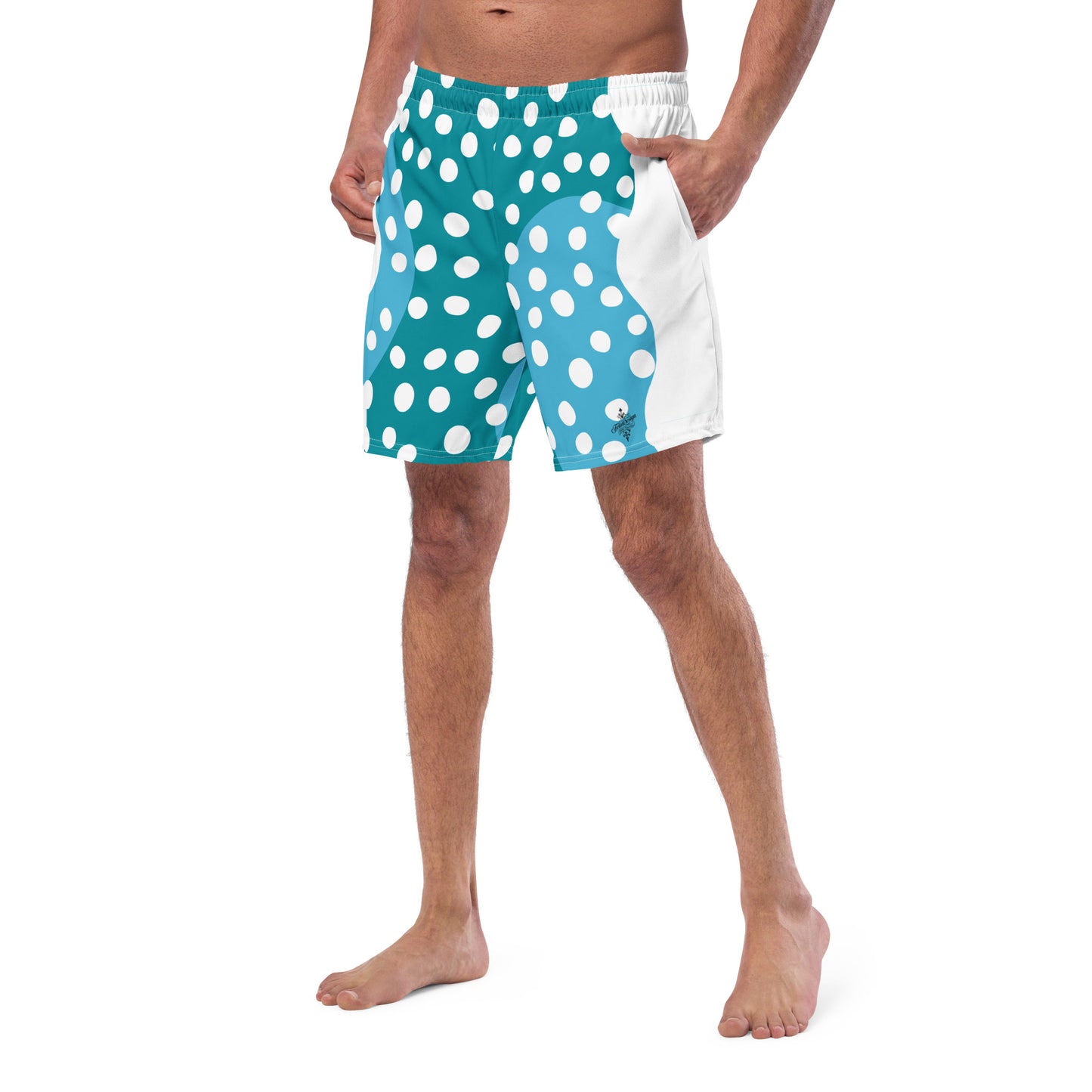 Recycled Swim Trunks "Aqua Dots"Turquoise with white dots FelinDesign - FelinDesign