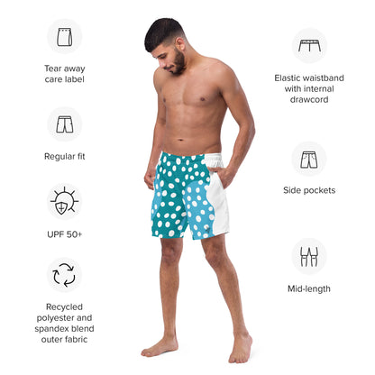 Recycled Swim Trunks "Aqua Dots"Turquoise with white dots FelinDesign - FelinDesign