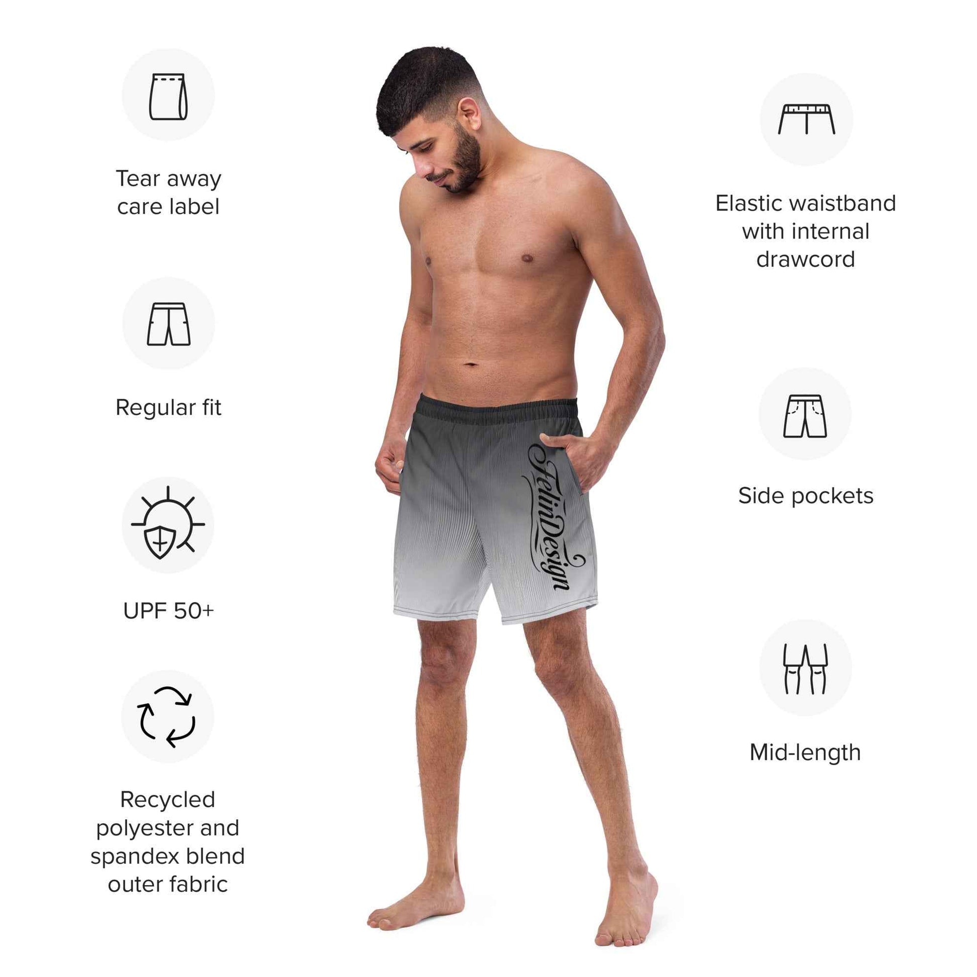 Swim Trunks Gray white FelinDesign