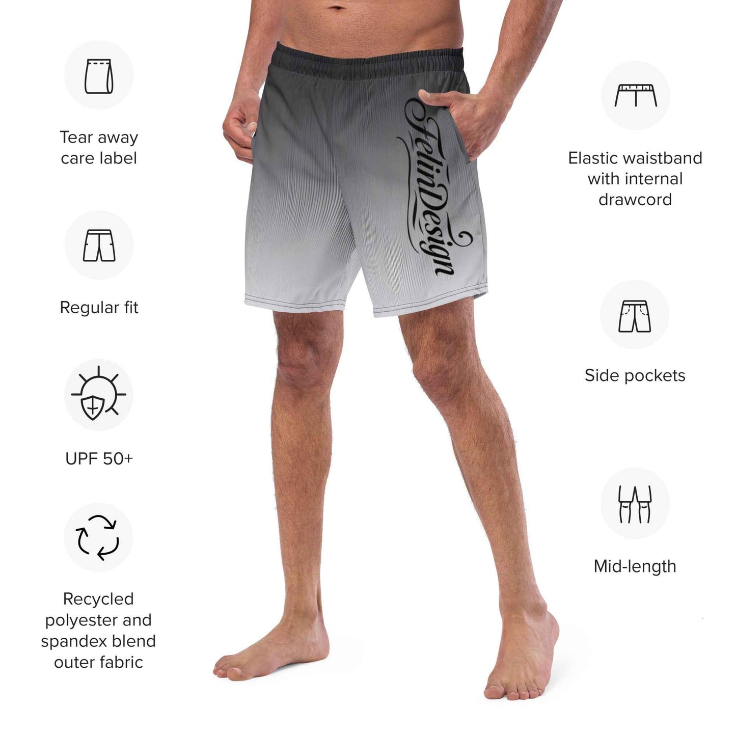 Swim Trunks Gray white FelinDesign