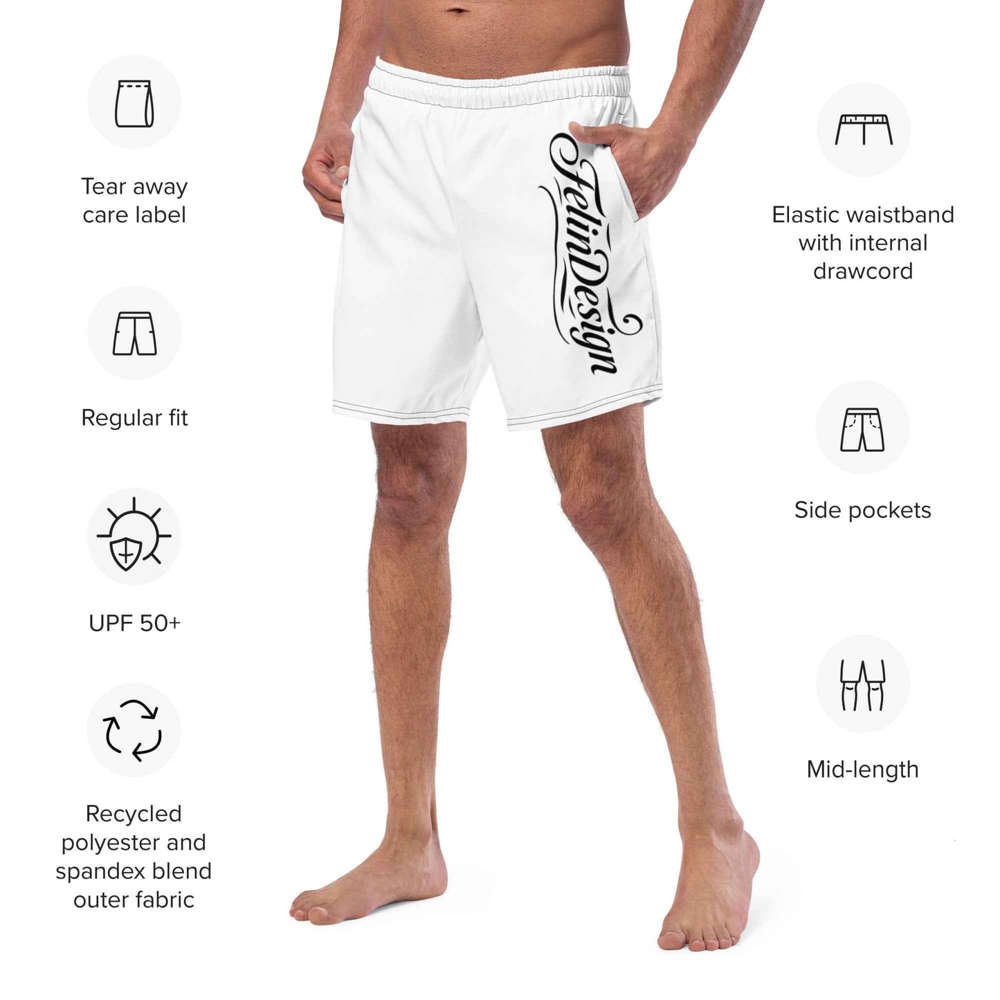 Swim Trunks White FelinDesigin