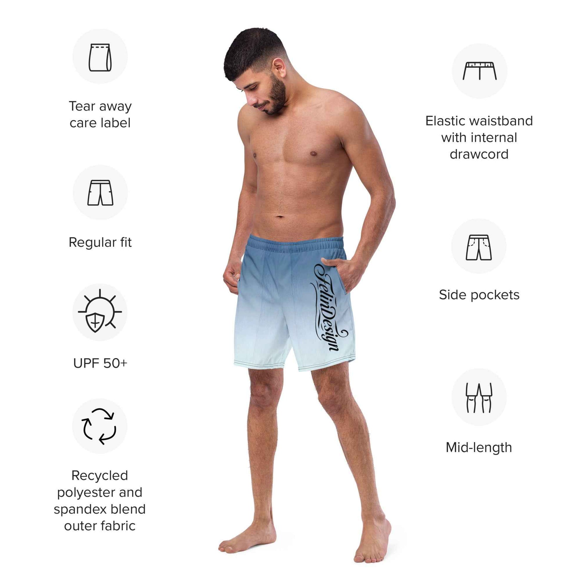 Swim Trunks White Celeste FelinDesigin